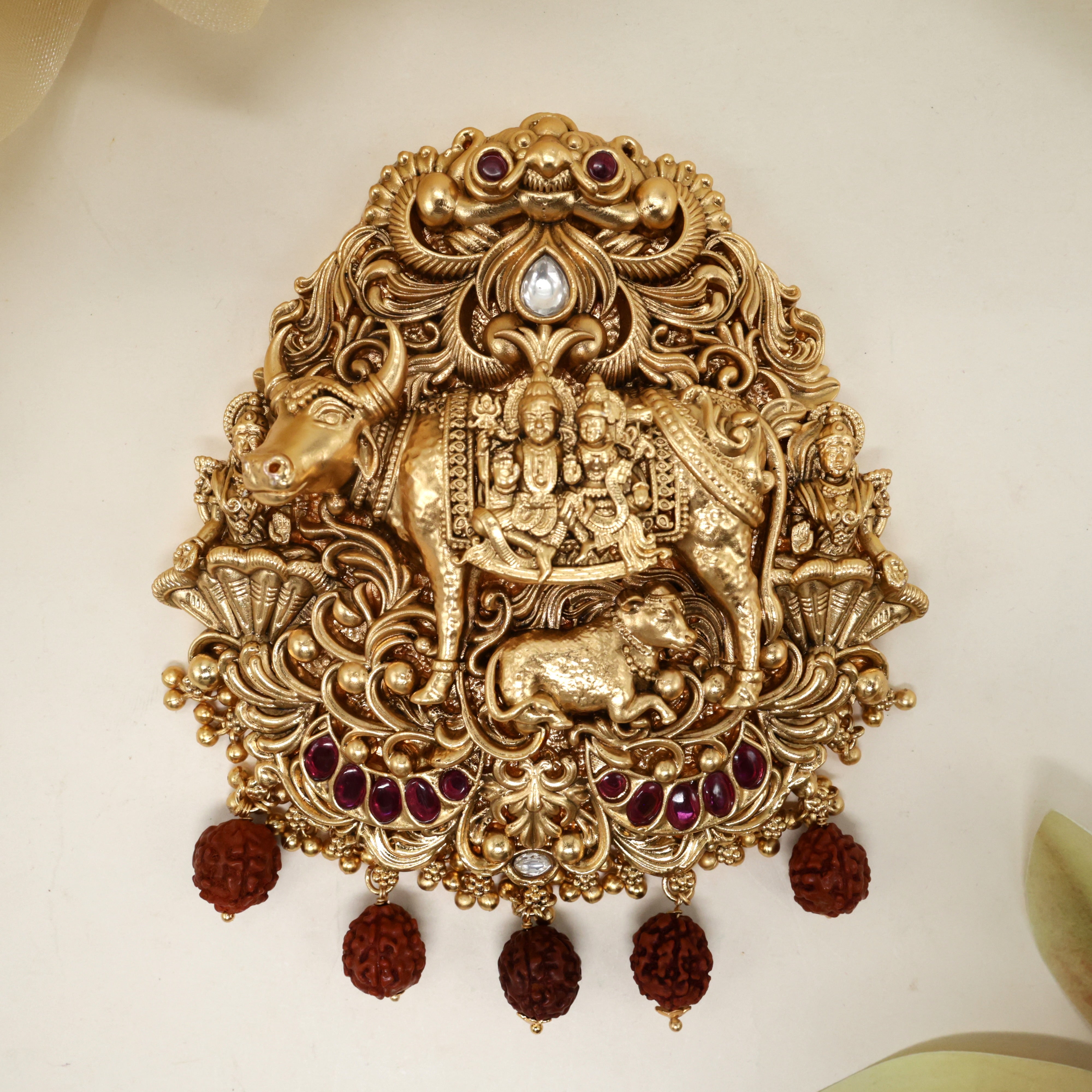 Nagas Nandi Shivan Parvathi XL Rudraksh Pendant Set