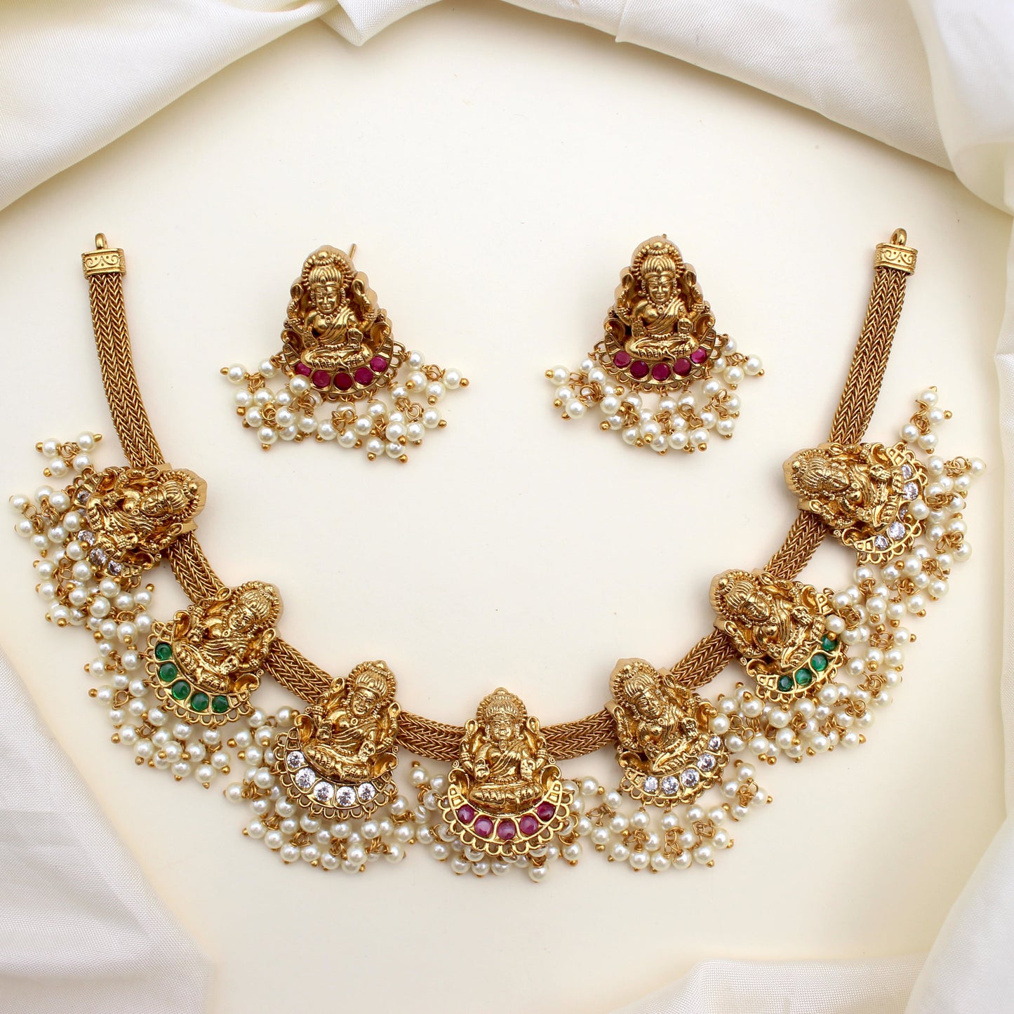 Heavy Nagas Lakshmi Bridal Necklace Set