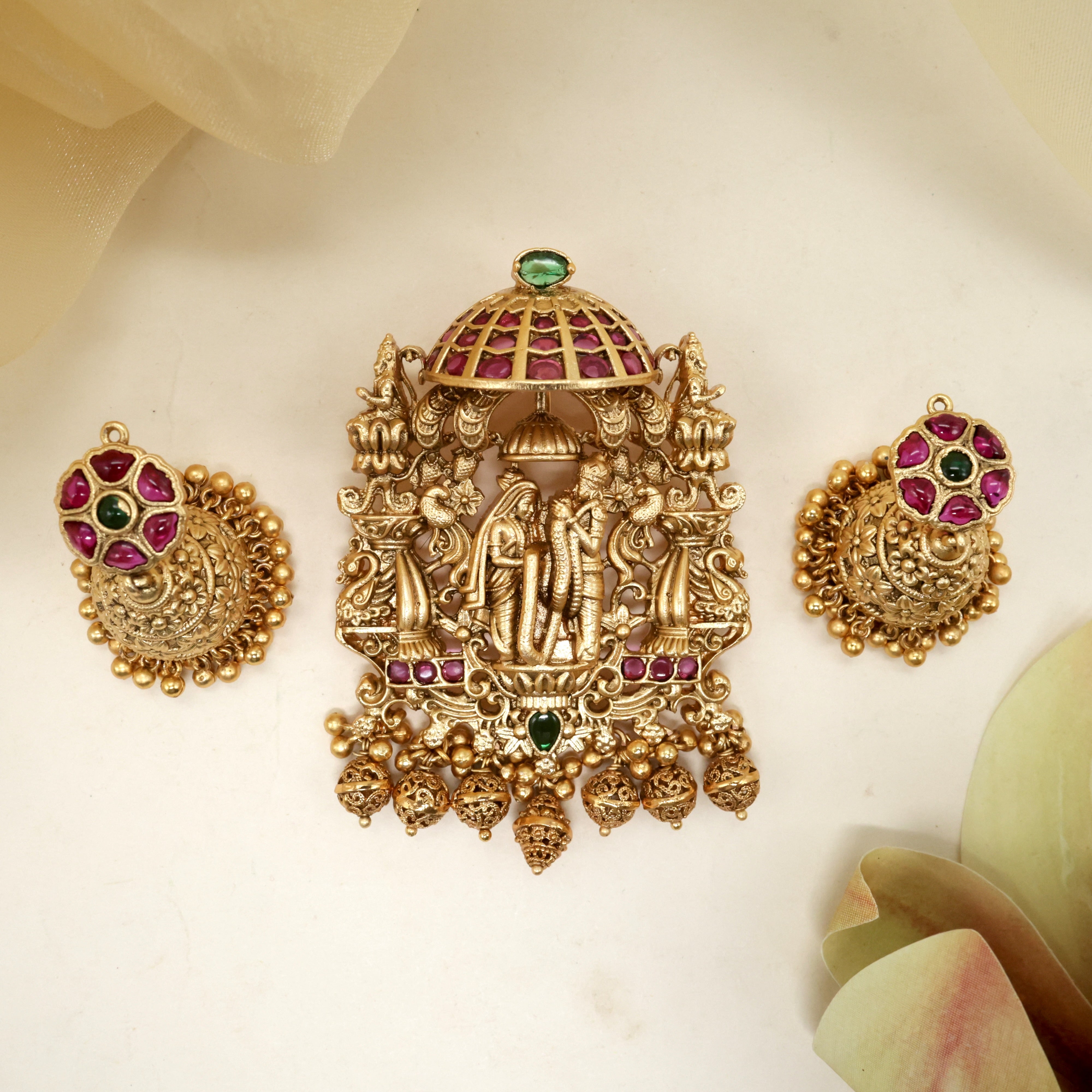 Antique Nagas Premium Royal Marriage Detachable Multi Style Pendant Set