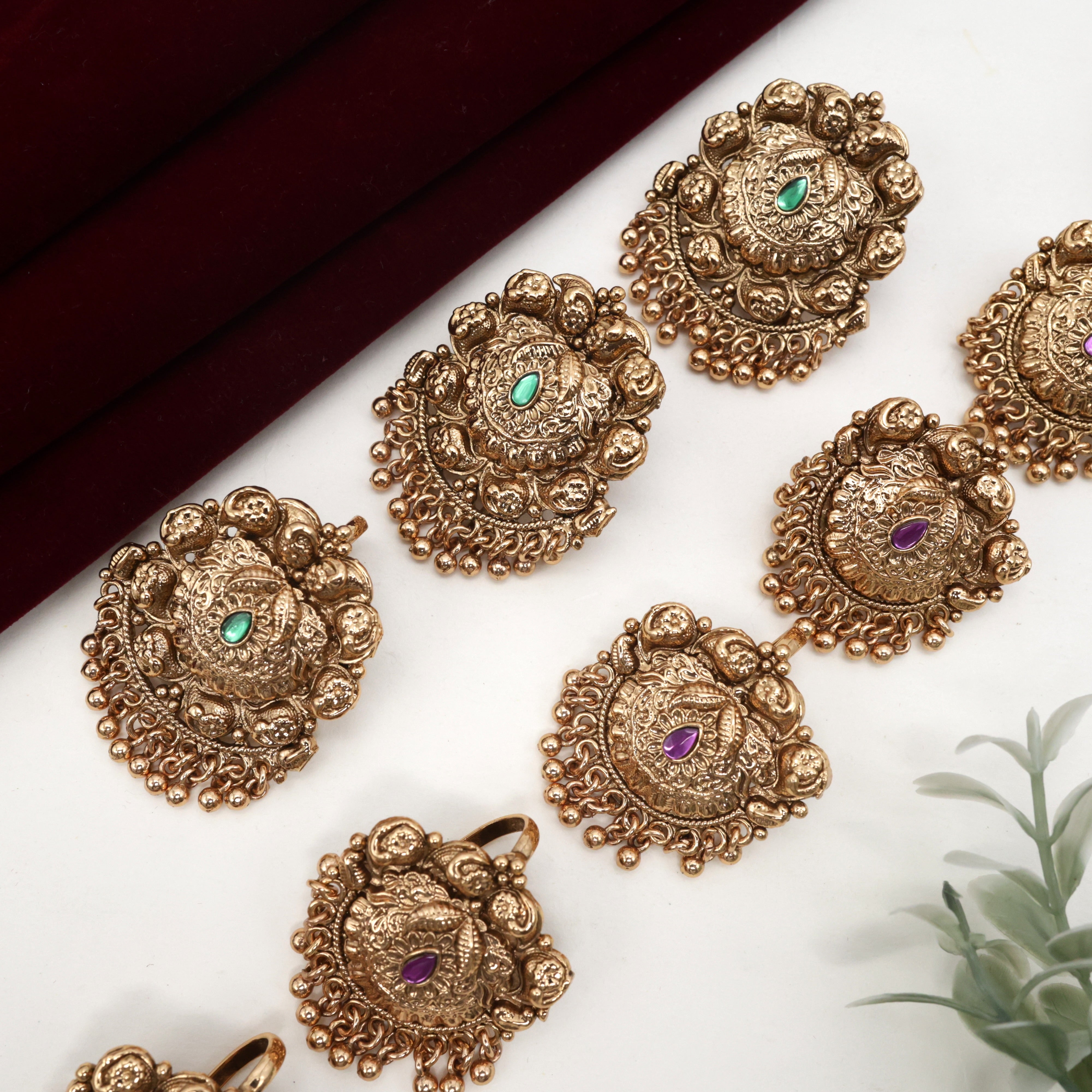 ANTIQUE NAGAS KEMP PAISLEY SET OF 9 BRIDAL CHOTIS