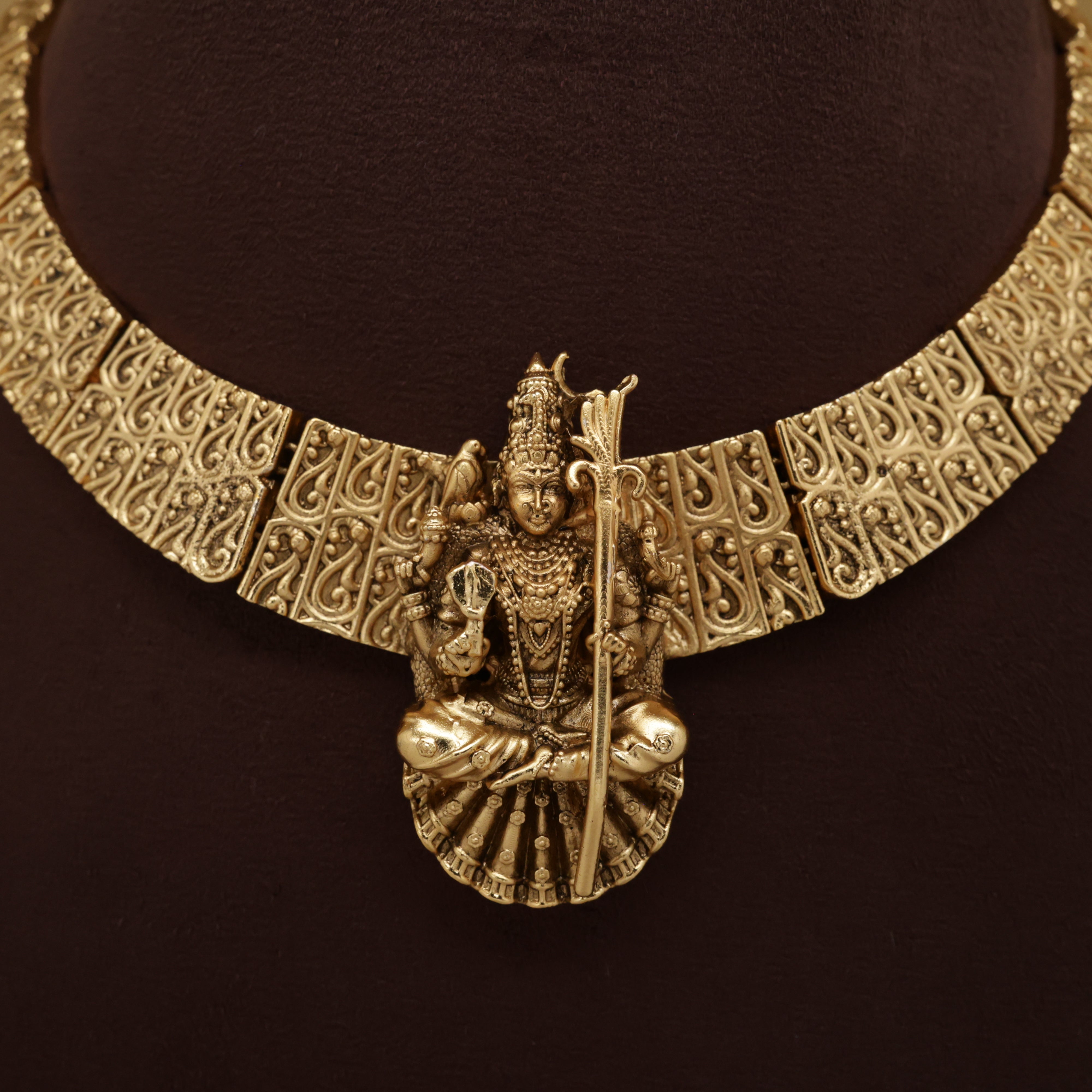 Premium Antique Nagas Tripura Sundari Pendant Hasli Necklace Set
