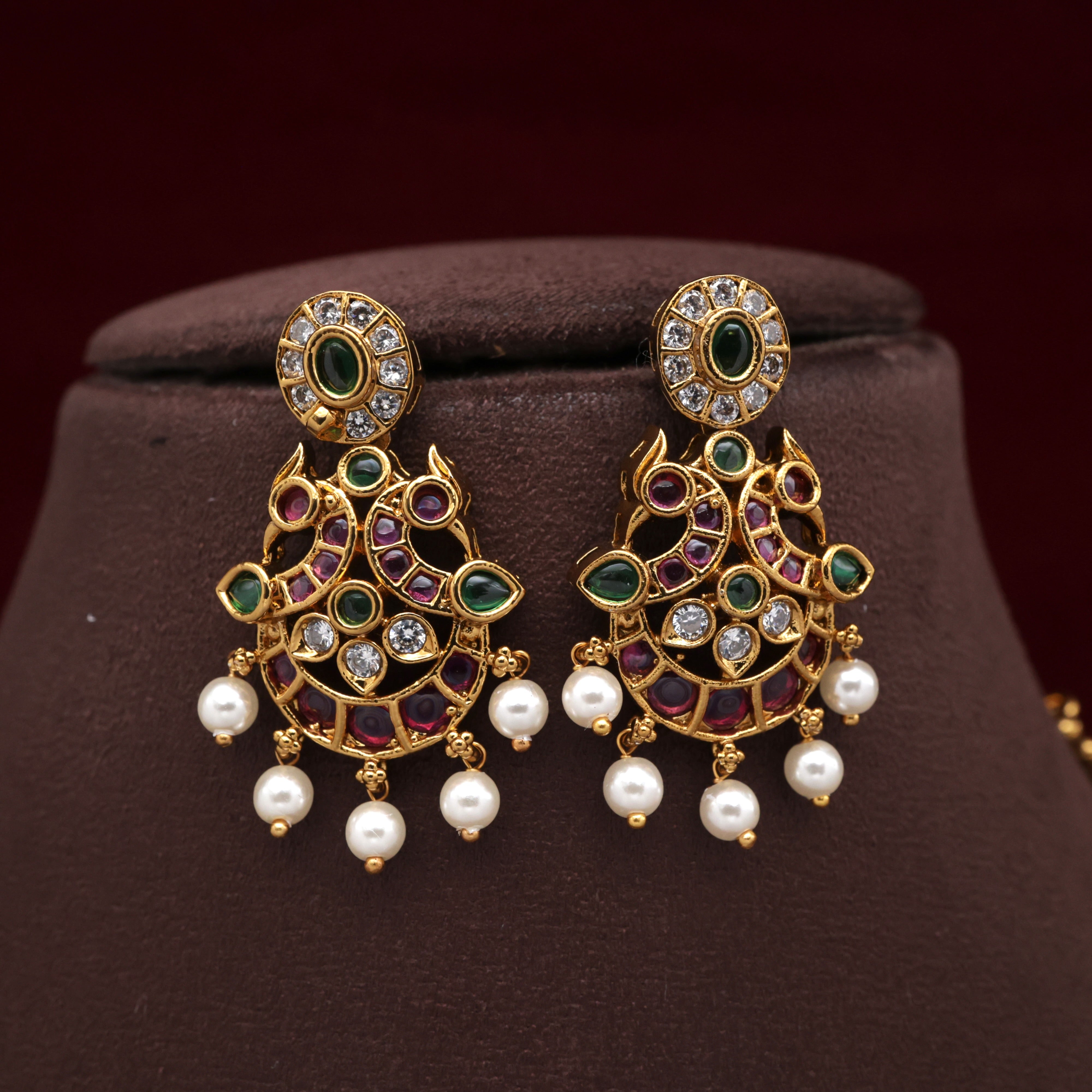 Antique Kemp Lightweight Gandaberunda Chaand Necklace Set