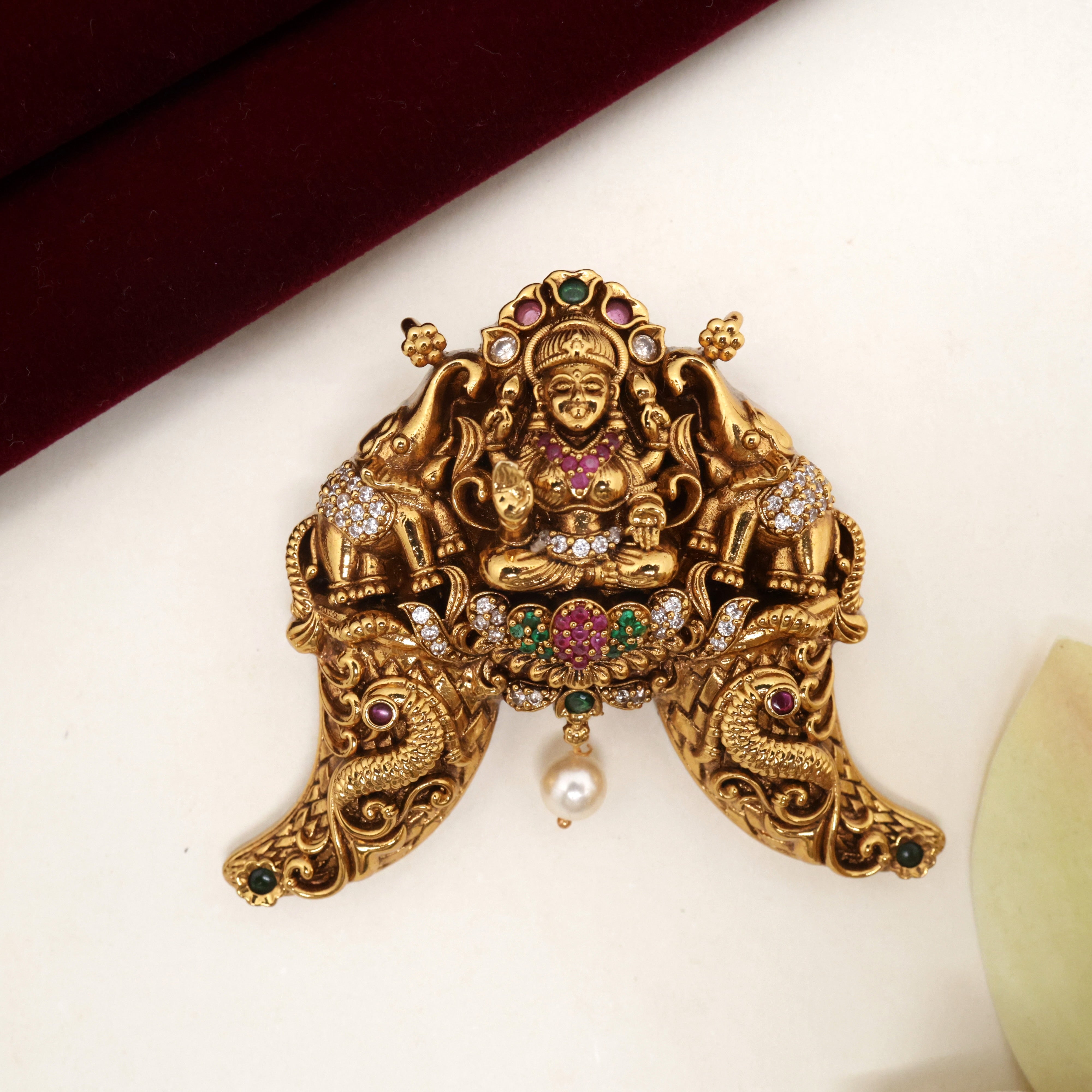 Real Antique Gold Look Nagas Mahalakshmi Devi Puli Nagam/Tiger Claw Divine Detachable Pendant