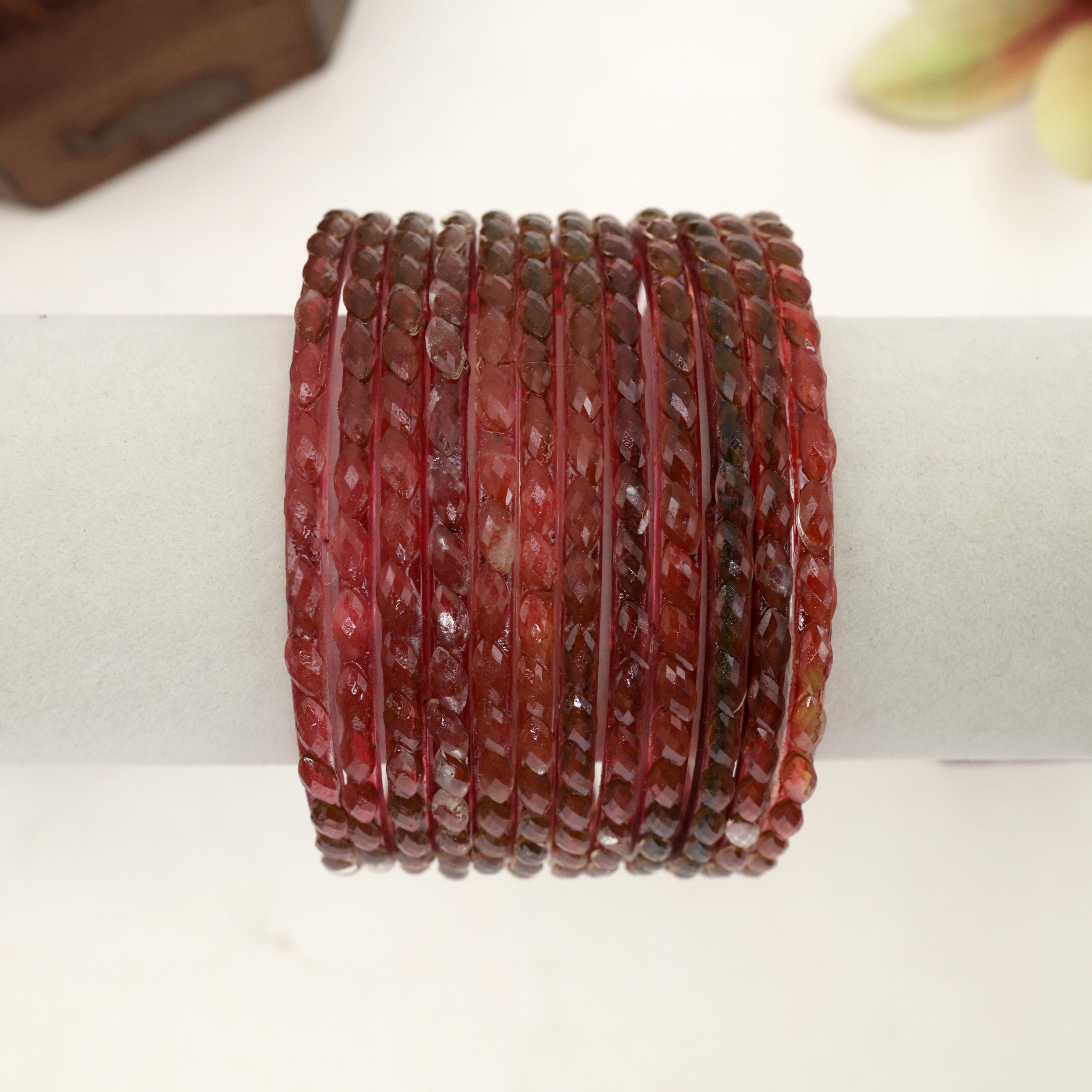 Plain Crystal Cut Glass Bangles - Brown