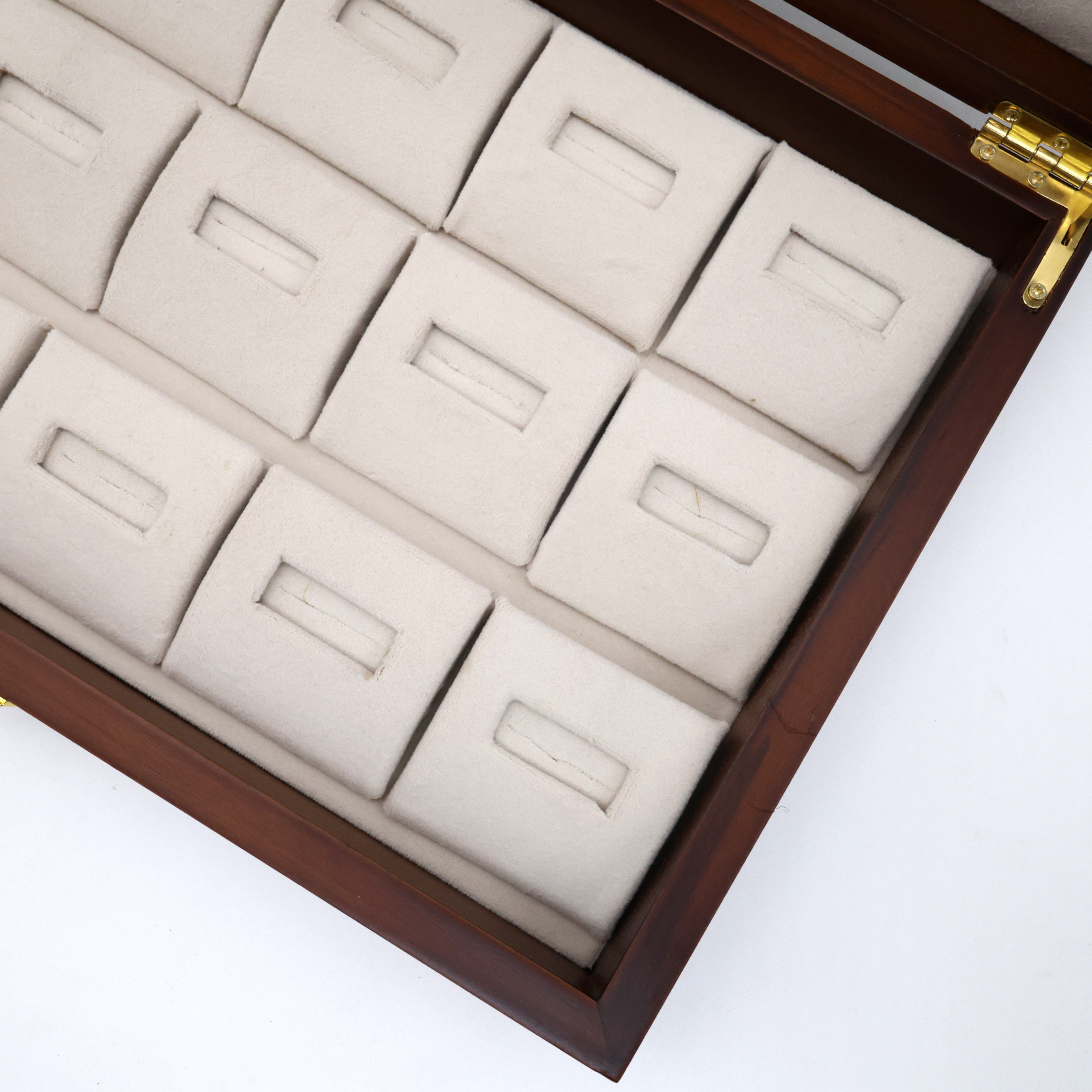 Premium Teak Wood 15 Slots Finger Ring Organiser