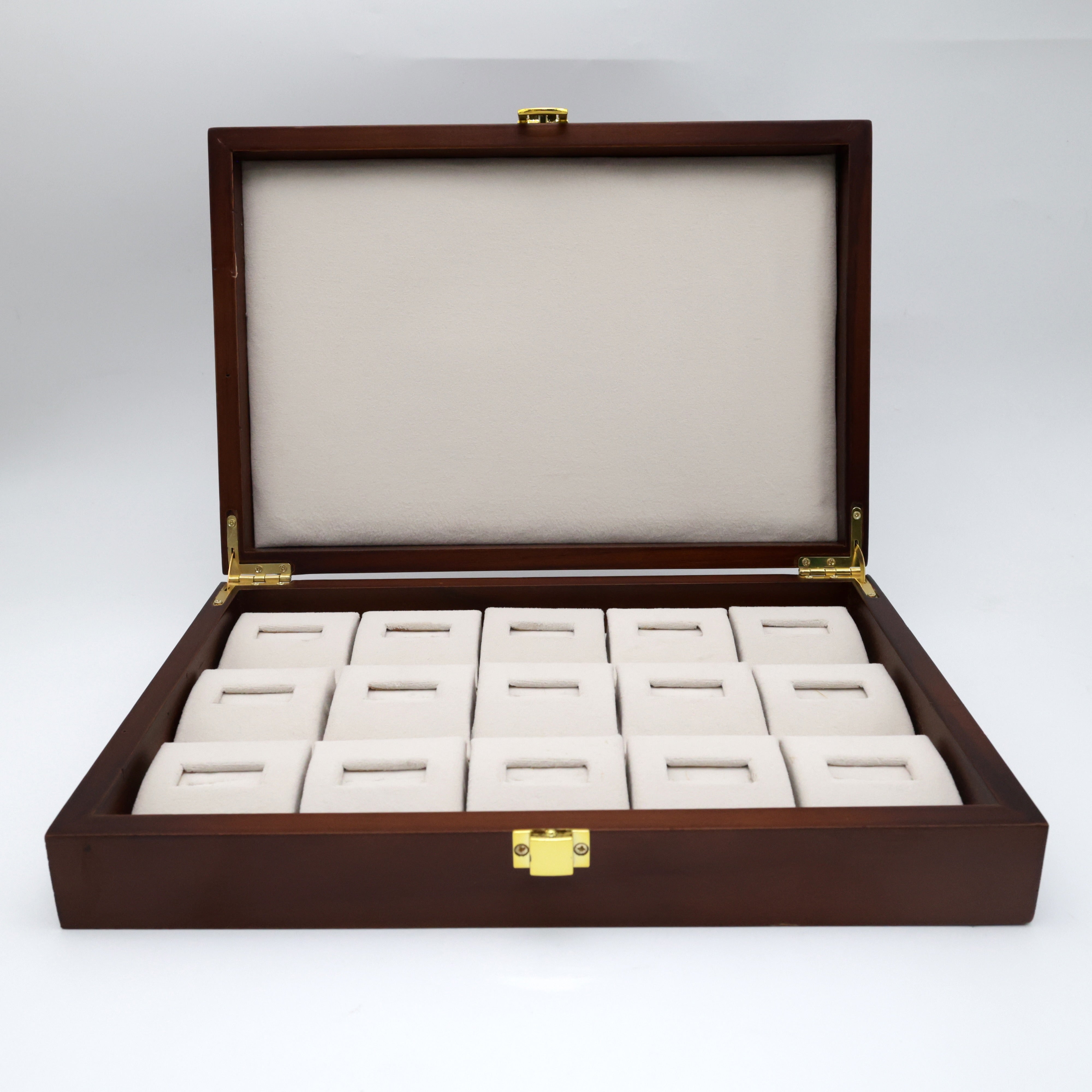 Premium Teak Wood 15 Slots Finger Ring Organiser