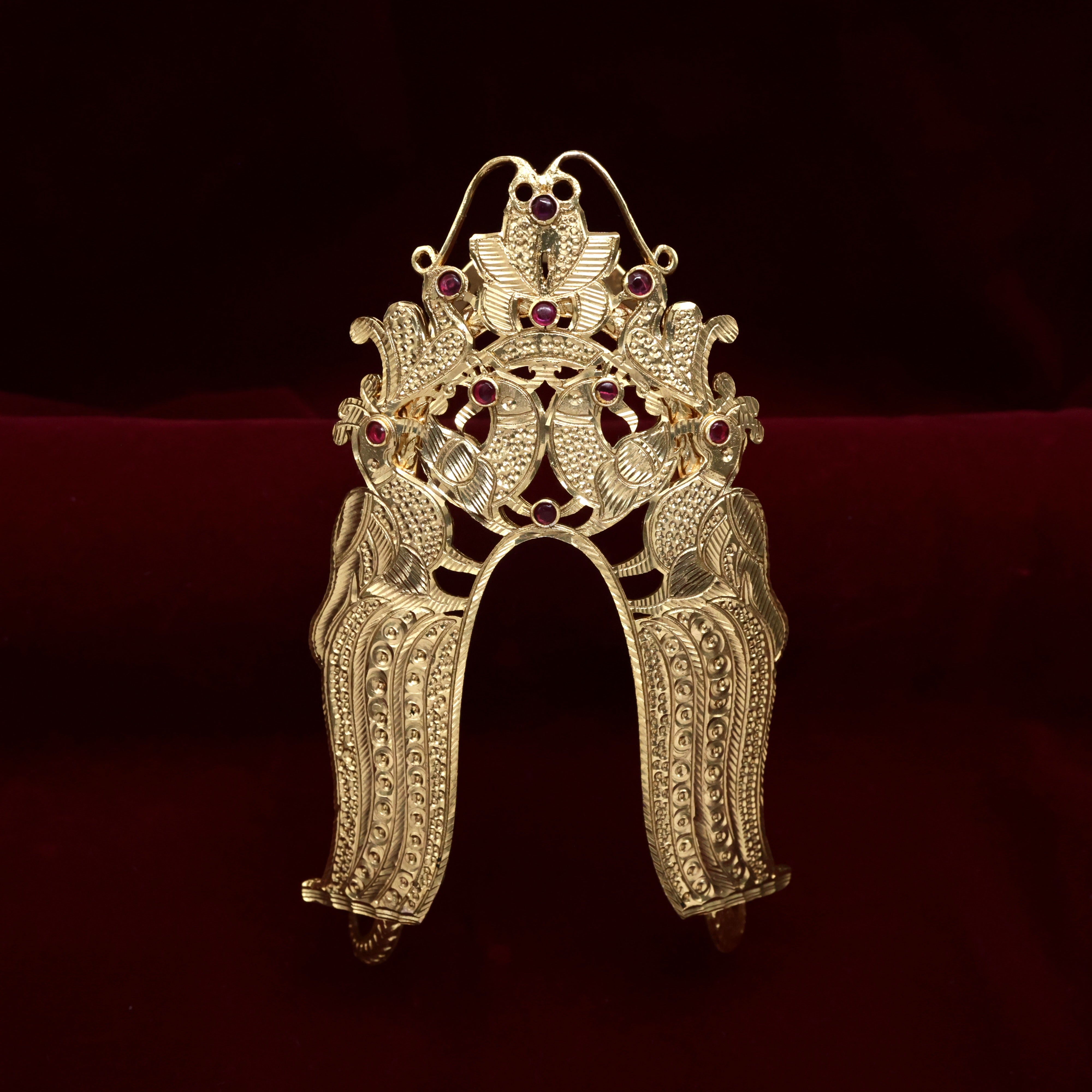 Vintage Style Gold Look Premium Kemp Rettapakshi Heritage Bridal Vanki - Single Vanki