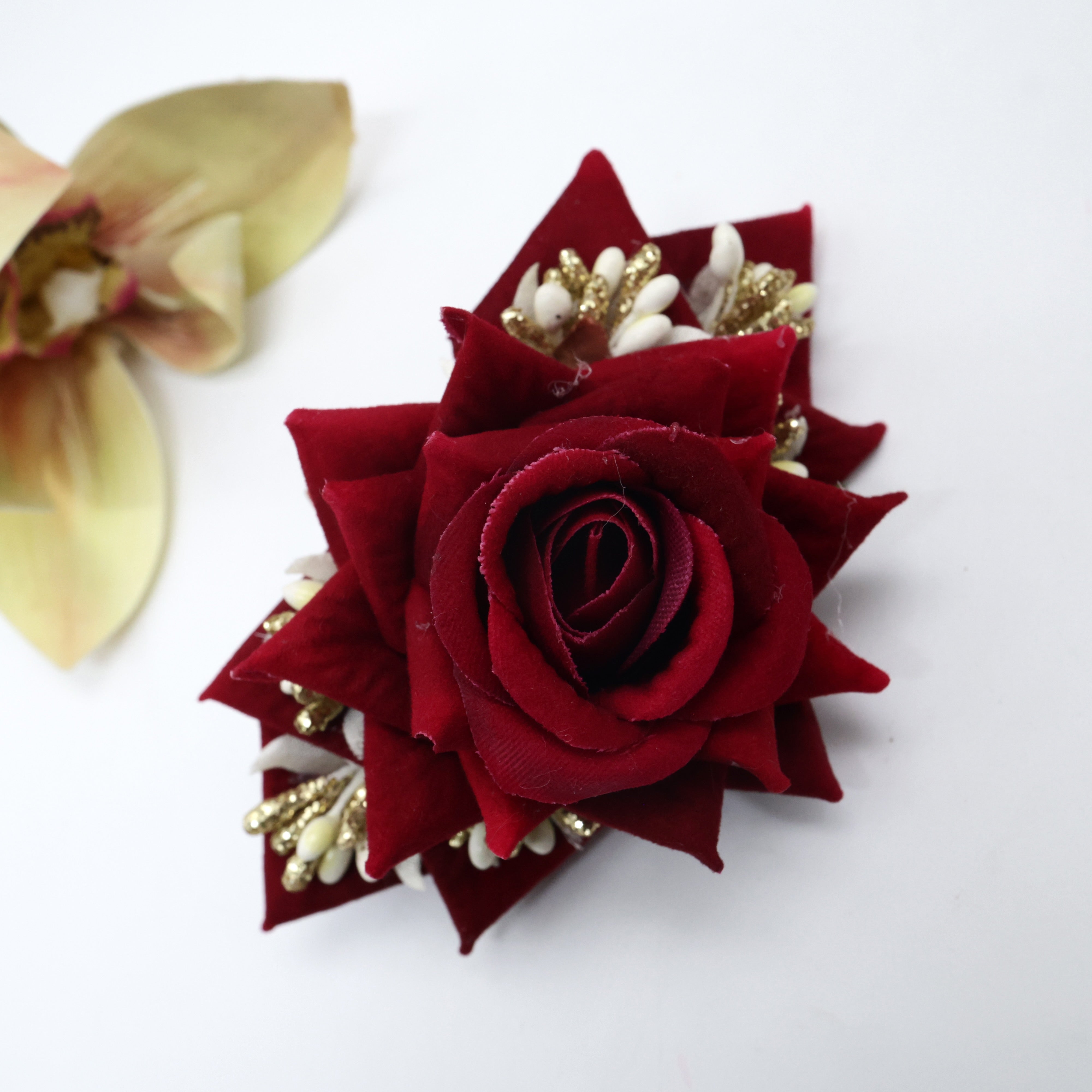 Real Look Rose Pollens Fancy Flower French Barrette Hair Clip For Women