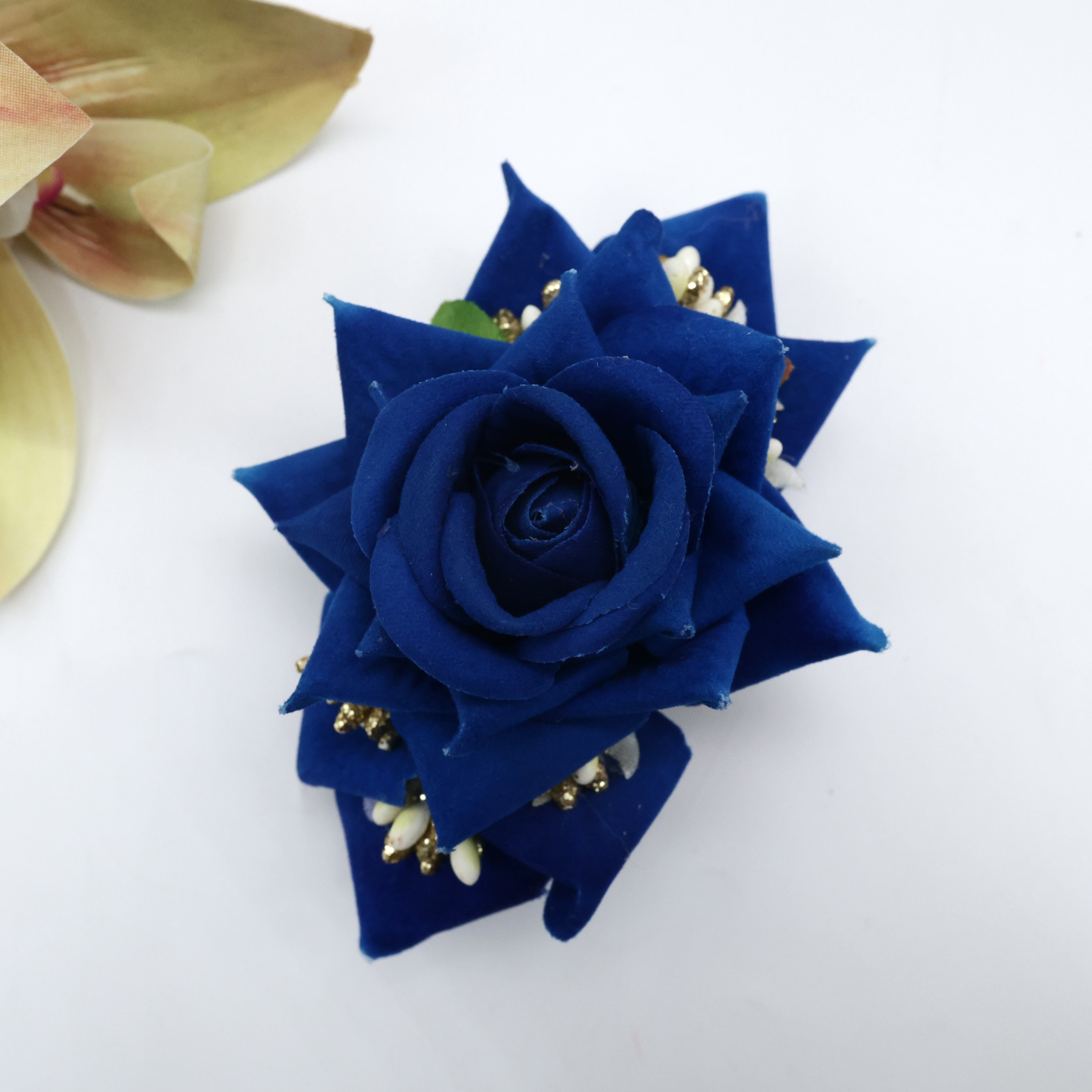 Real Look Rose Pollens Fancy Flower French Barrette Hair Clip For Women