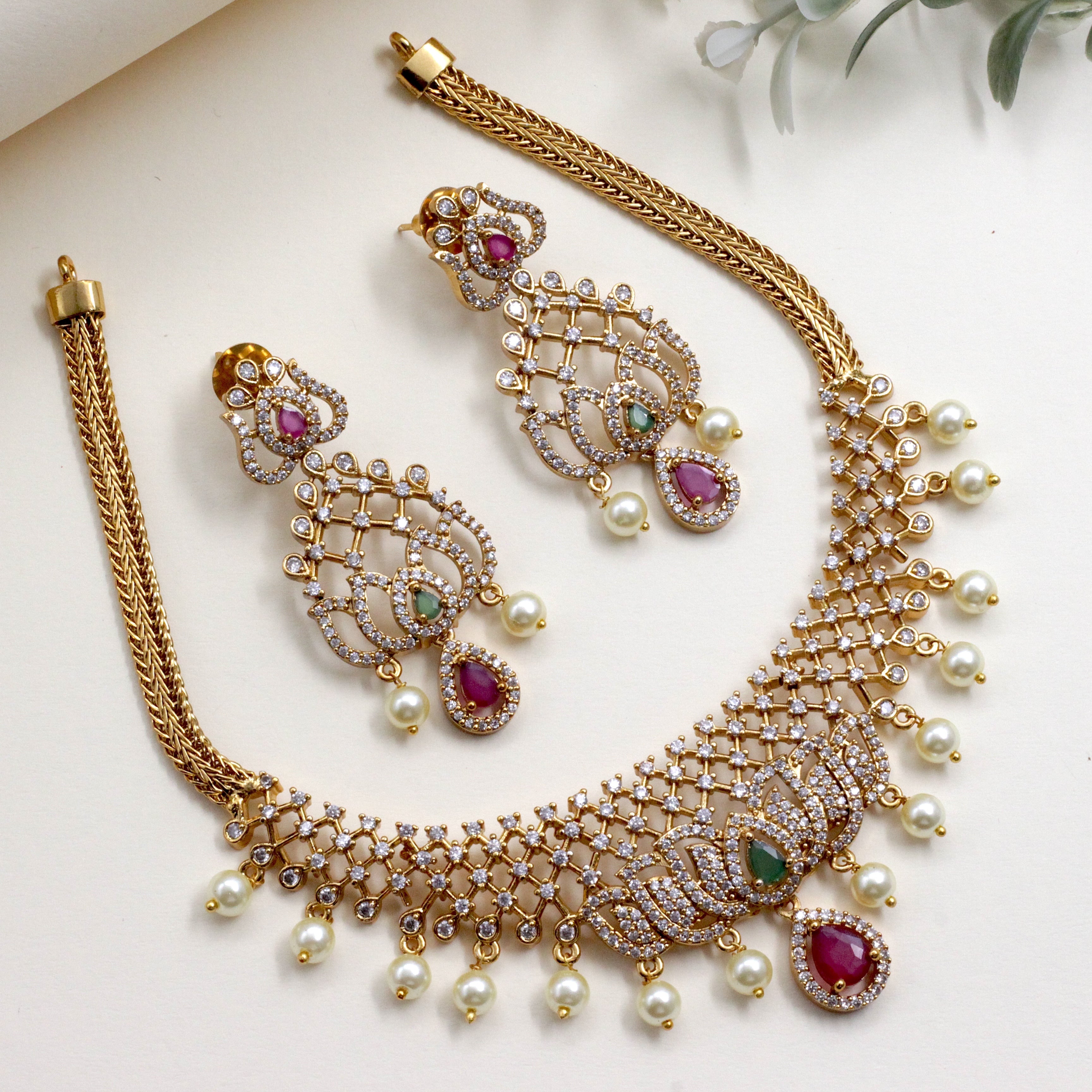 AD Bridal Lotus Necklace