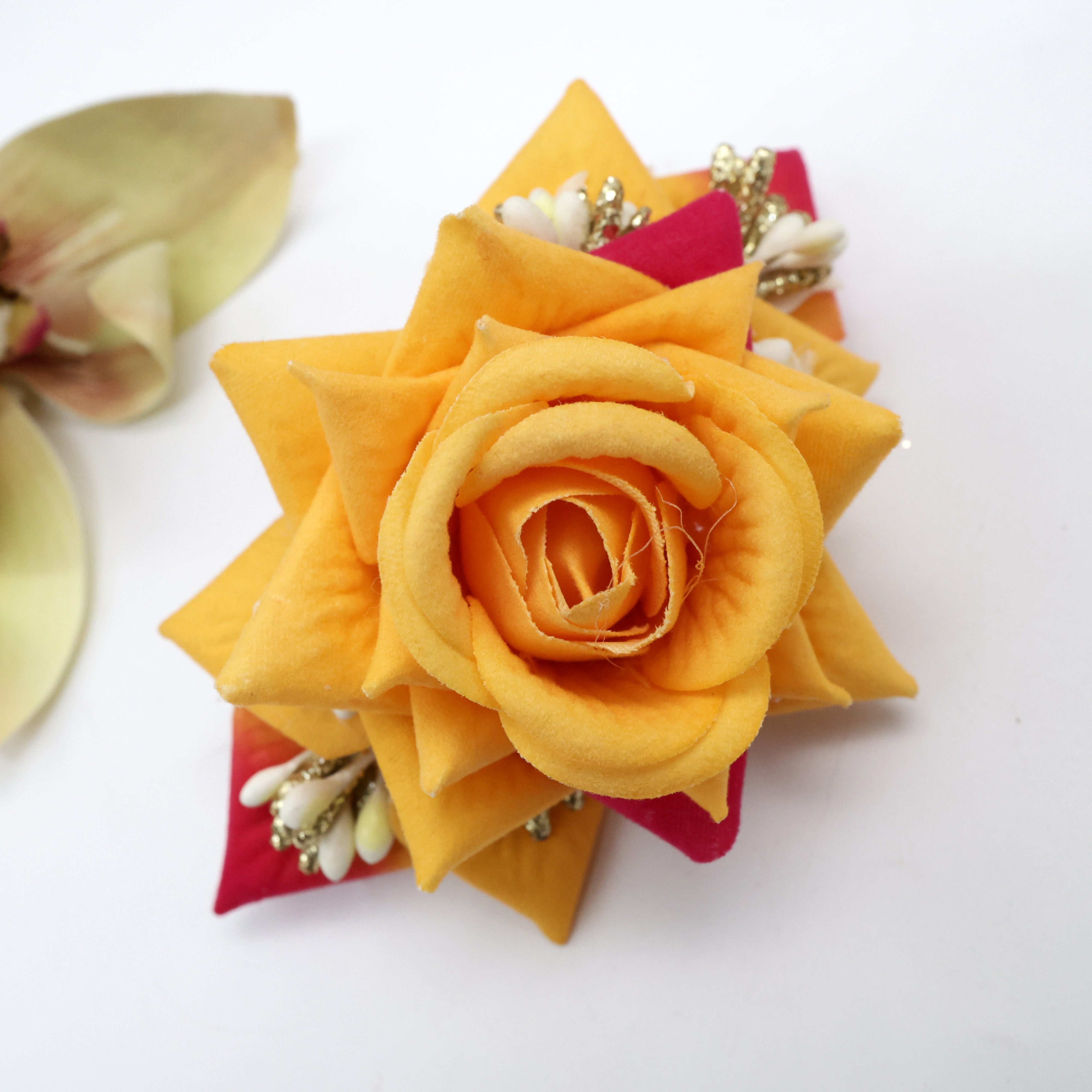 Real Look Rose Pollens Fancy Flower French Barrette Hair Clip For Women