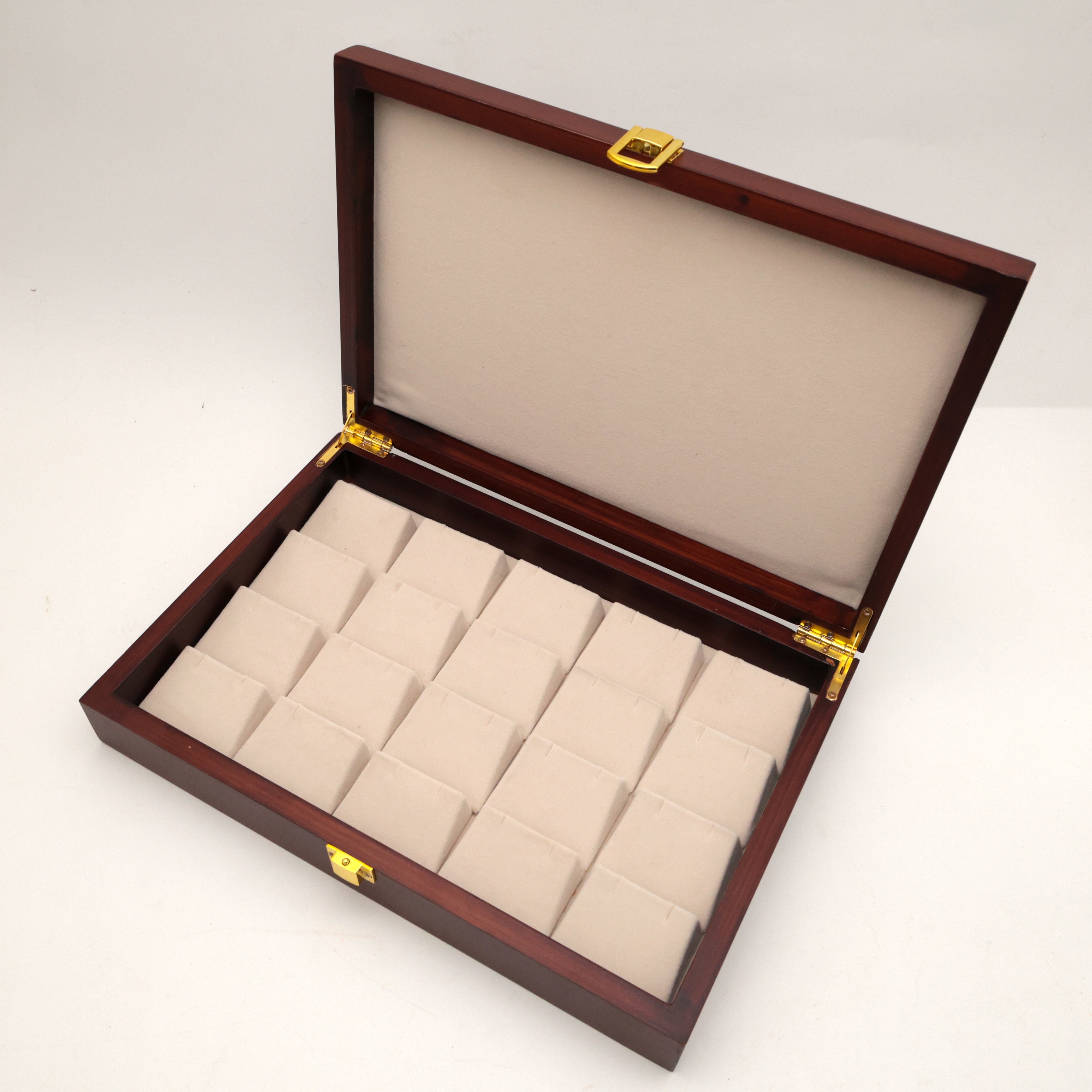 Teak Wood 20 Slots Earrings Organiser