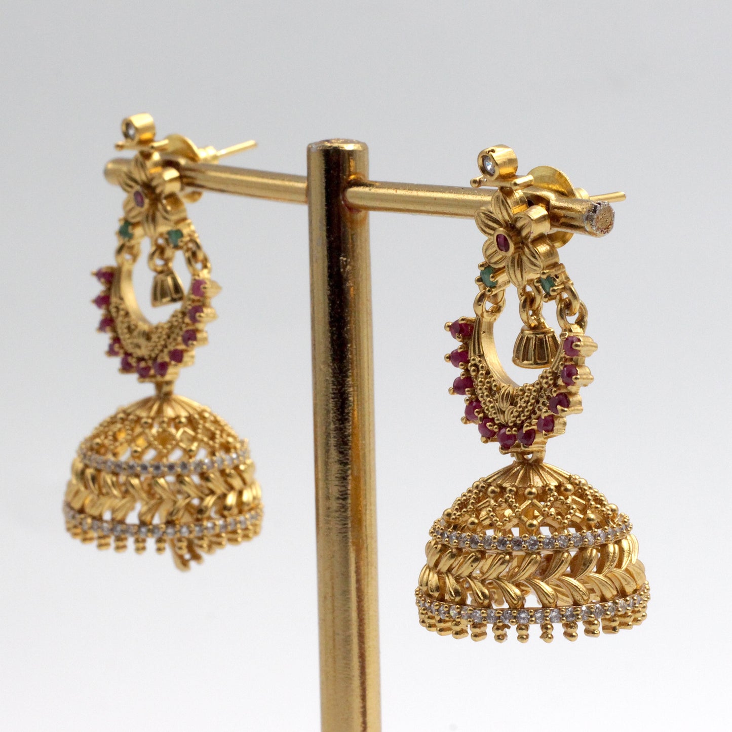 Antique Gold AD Chaandini Jhumkas