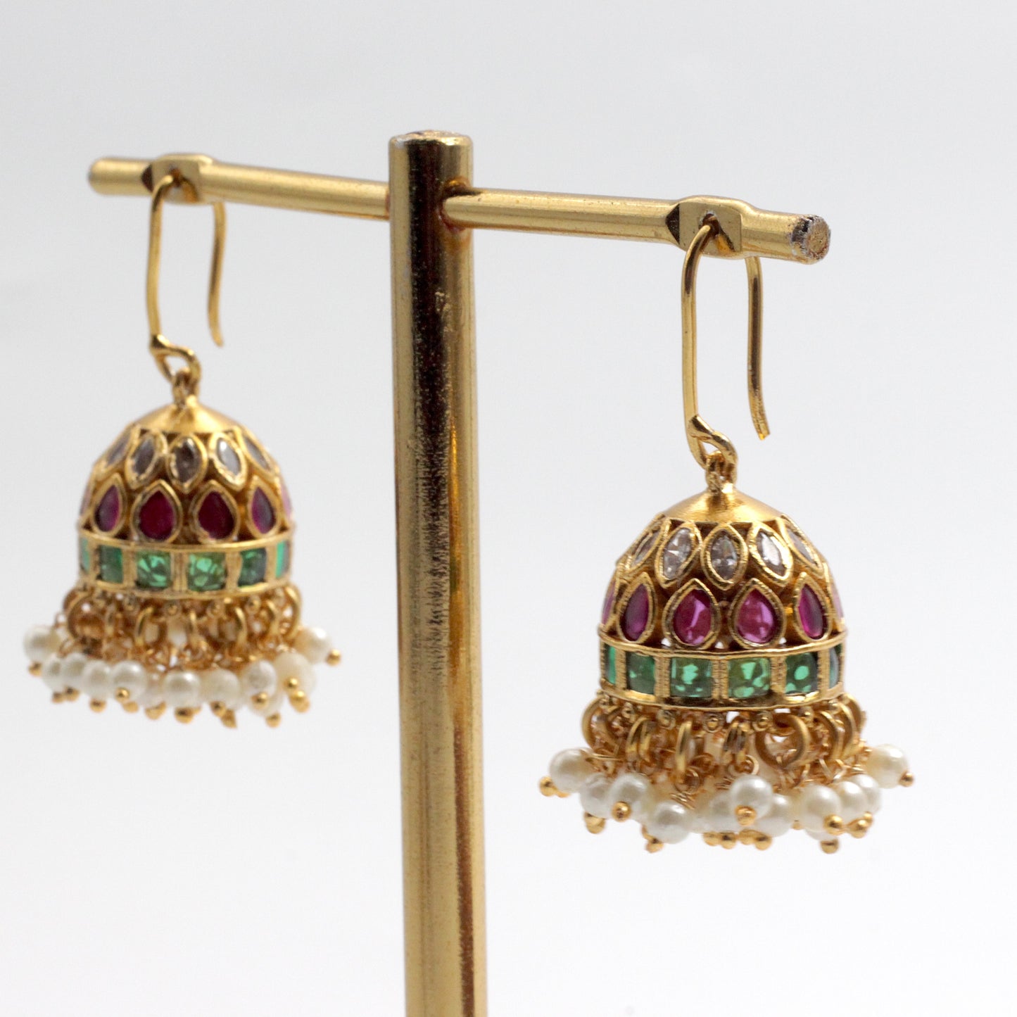 Simple Antique Gold Premium Kemp Hook Jhumkas