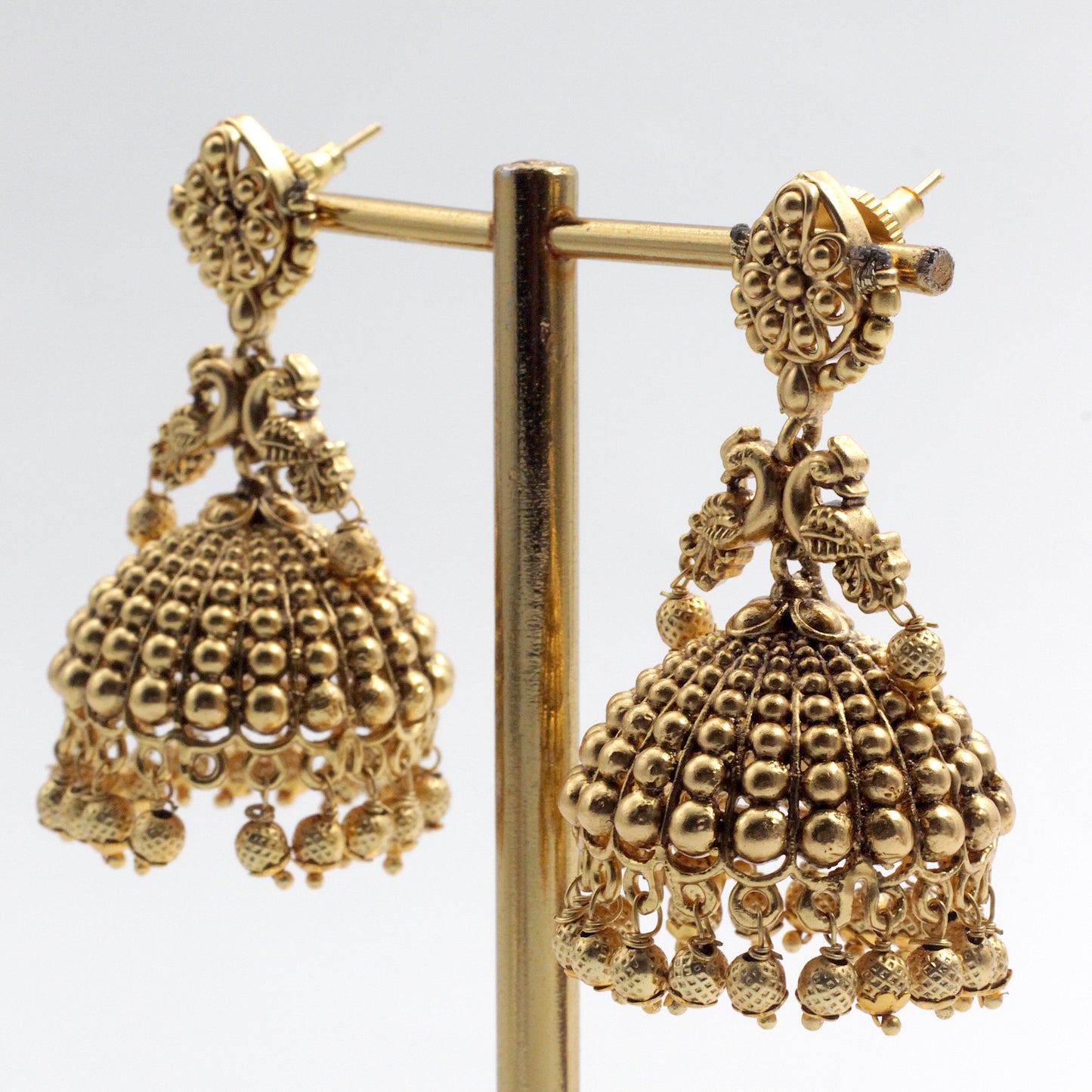 Antique Gold Rettapakshi Bridal Jhumkas