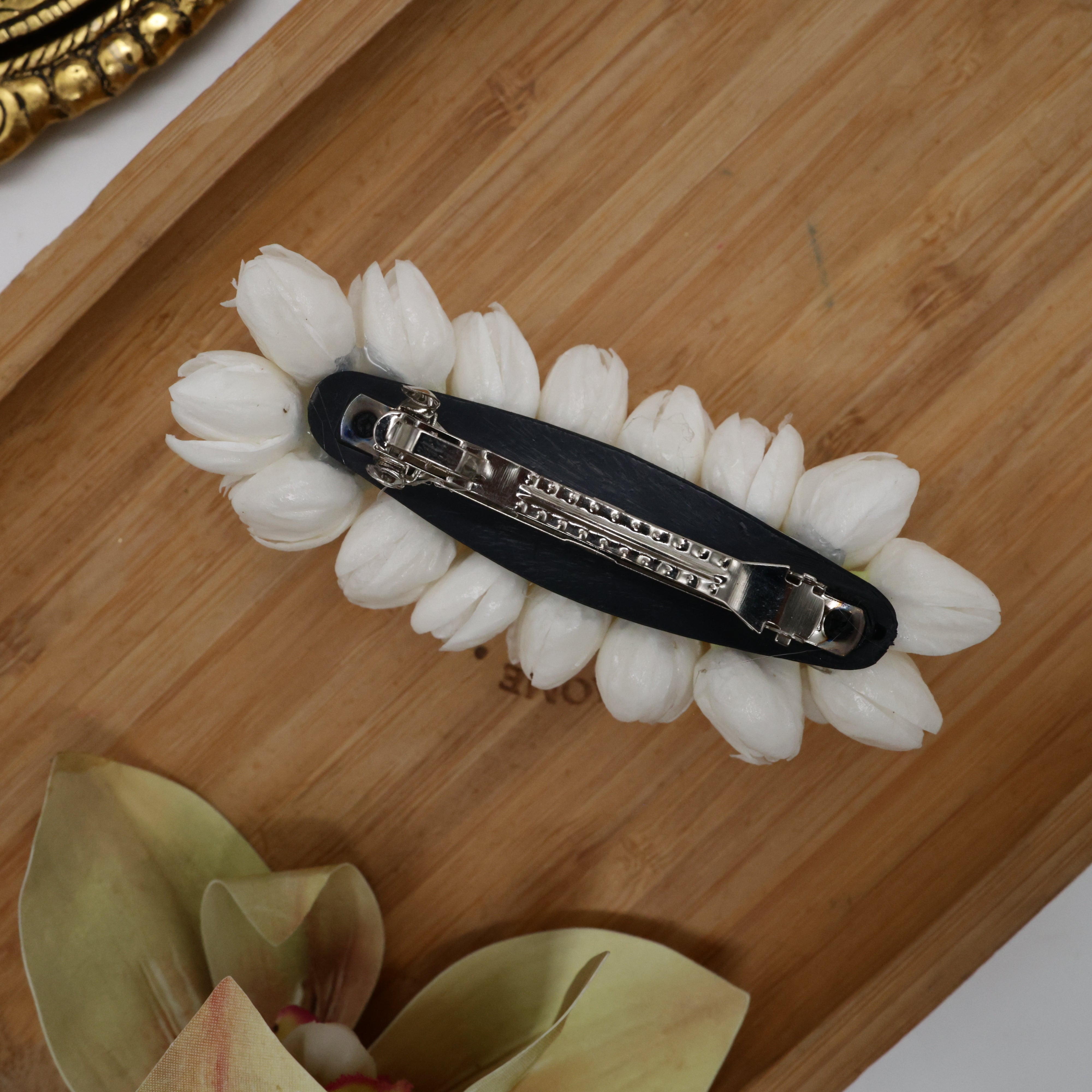 Thick Paper Bloomed Jasmine 4 Line French Barrette Hair Clip