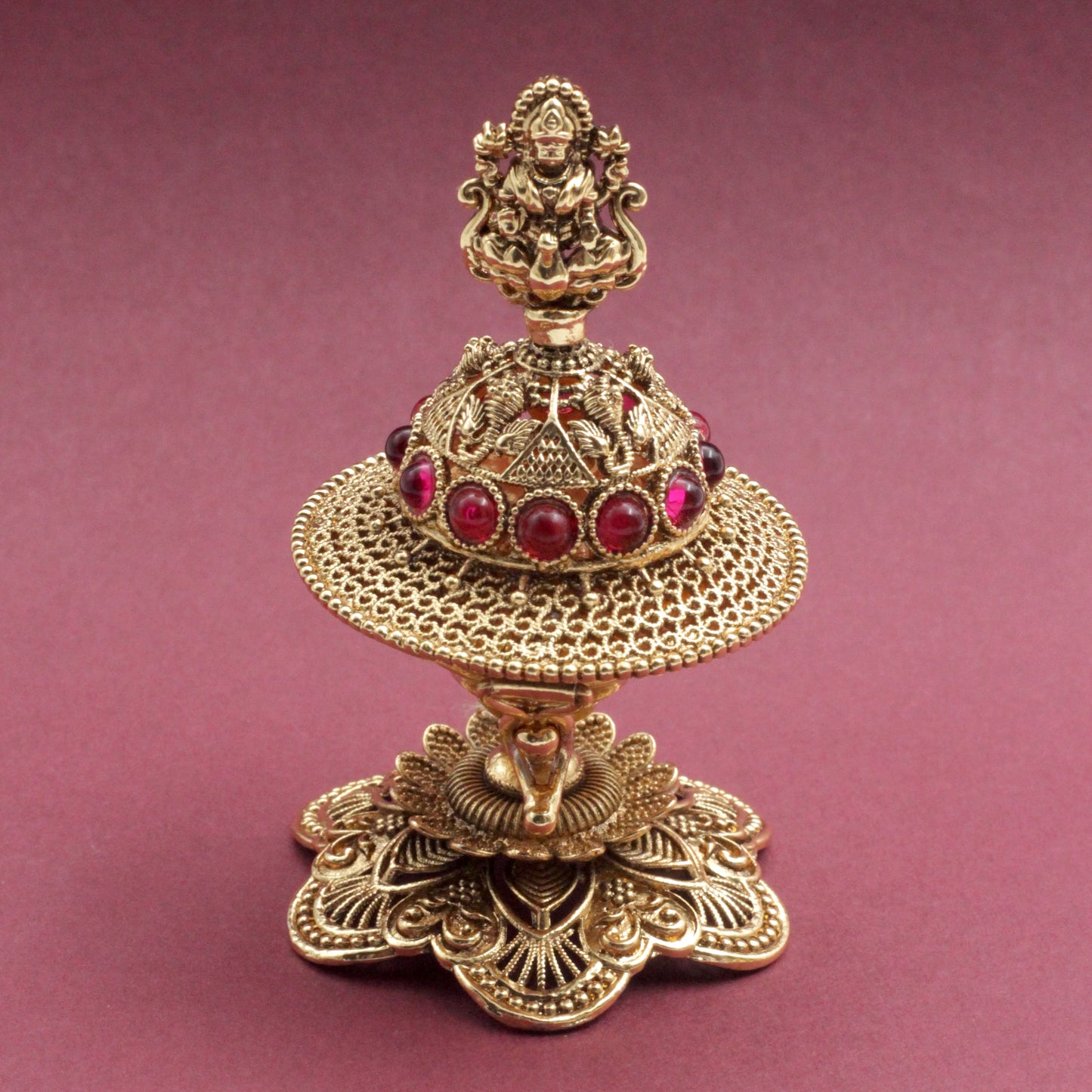 Antique Gold Nagas Kemp Lakshmi Kumkum Box/Sindoor Dabbi