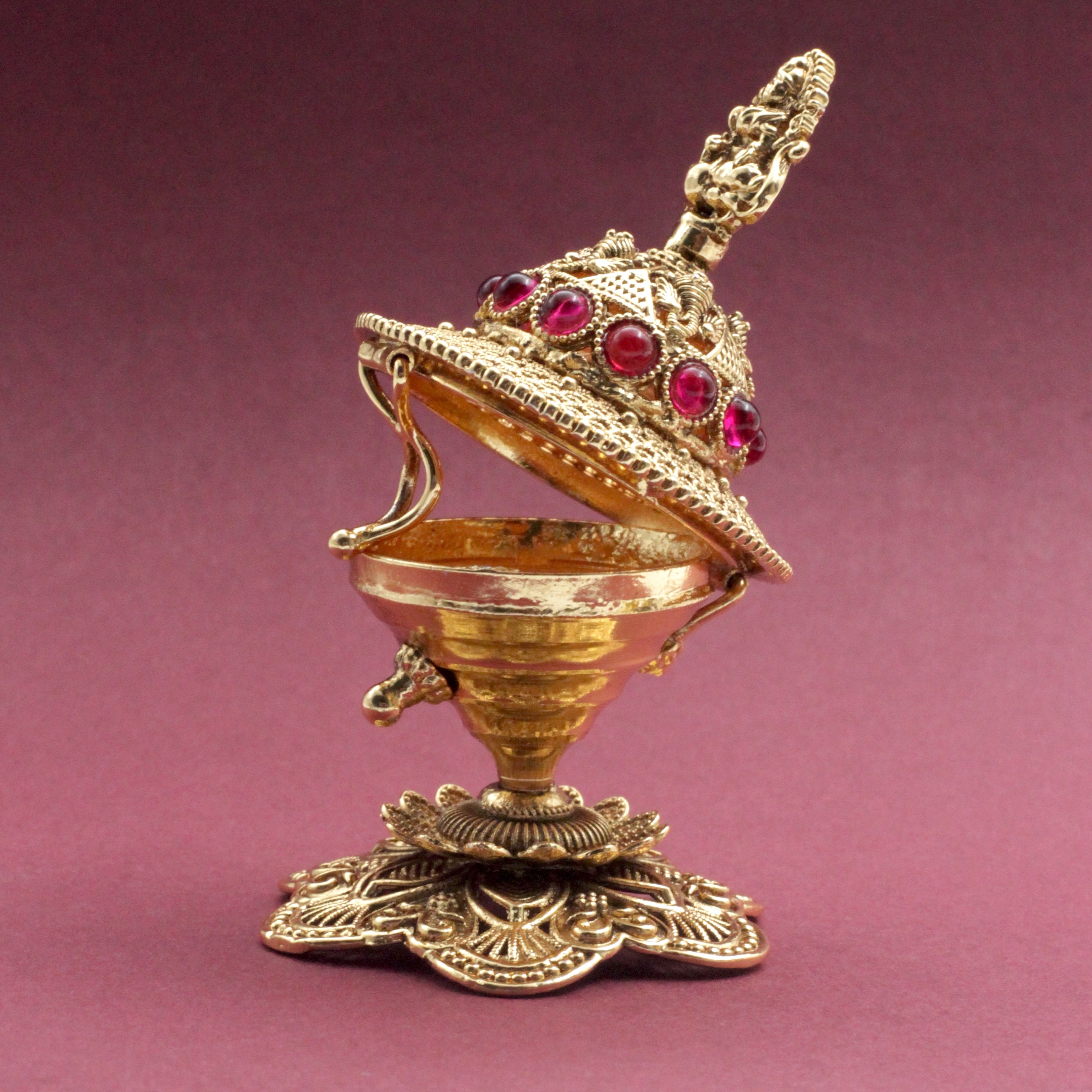 Antique Gold Nagas Kemp Lakshmi Kumkum Box/Sindoor Dabbi