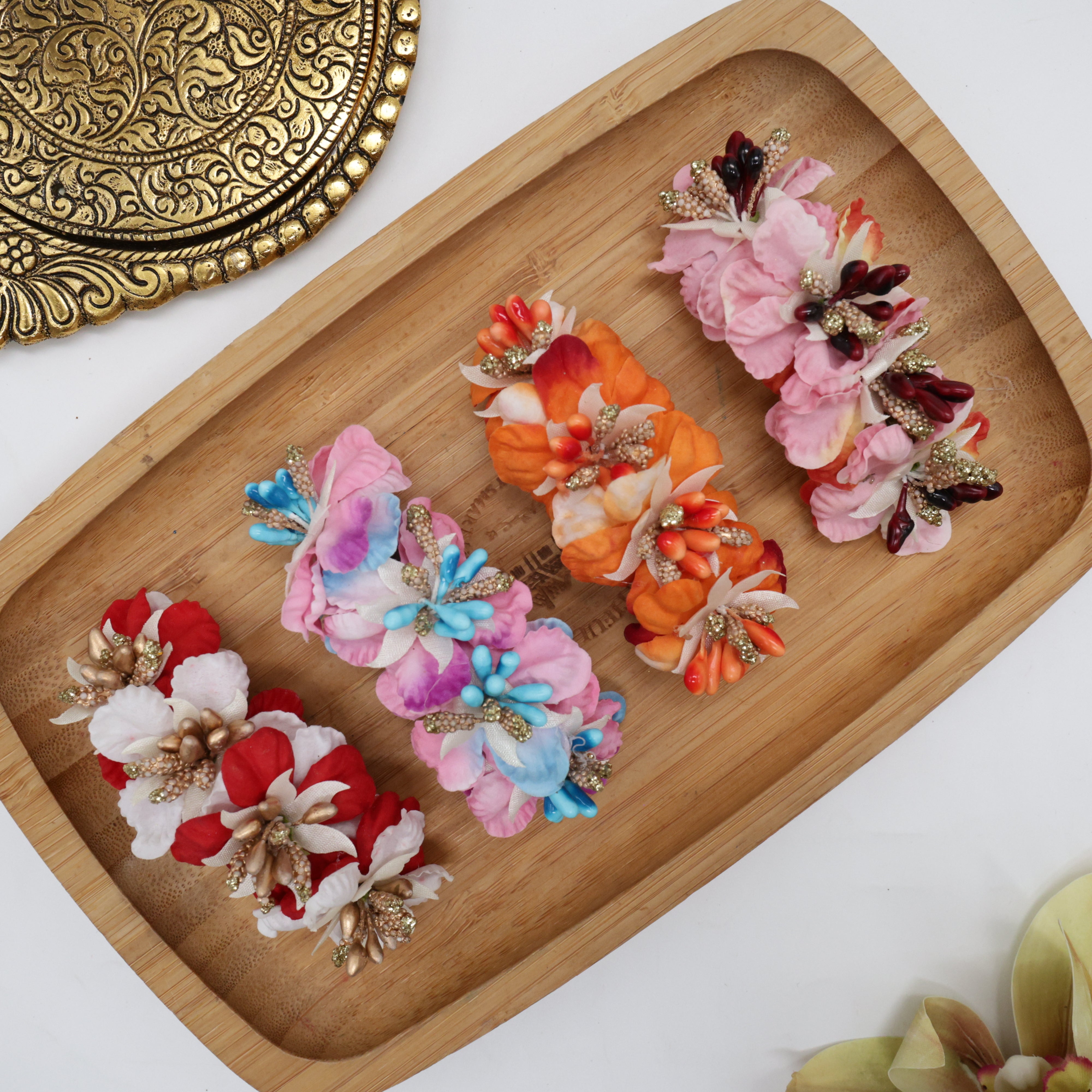 Fancy Rose Petals Pollens Flower Hair Clips For Women