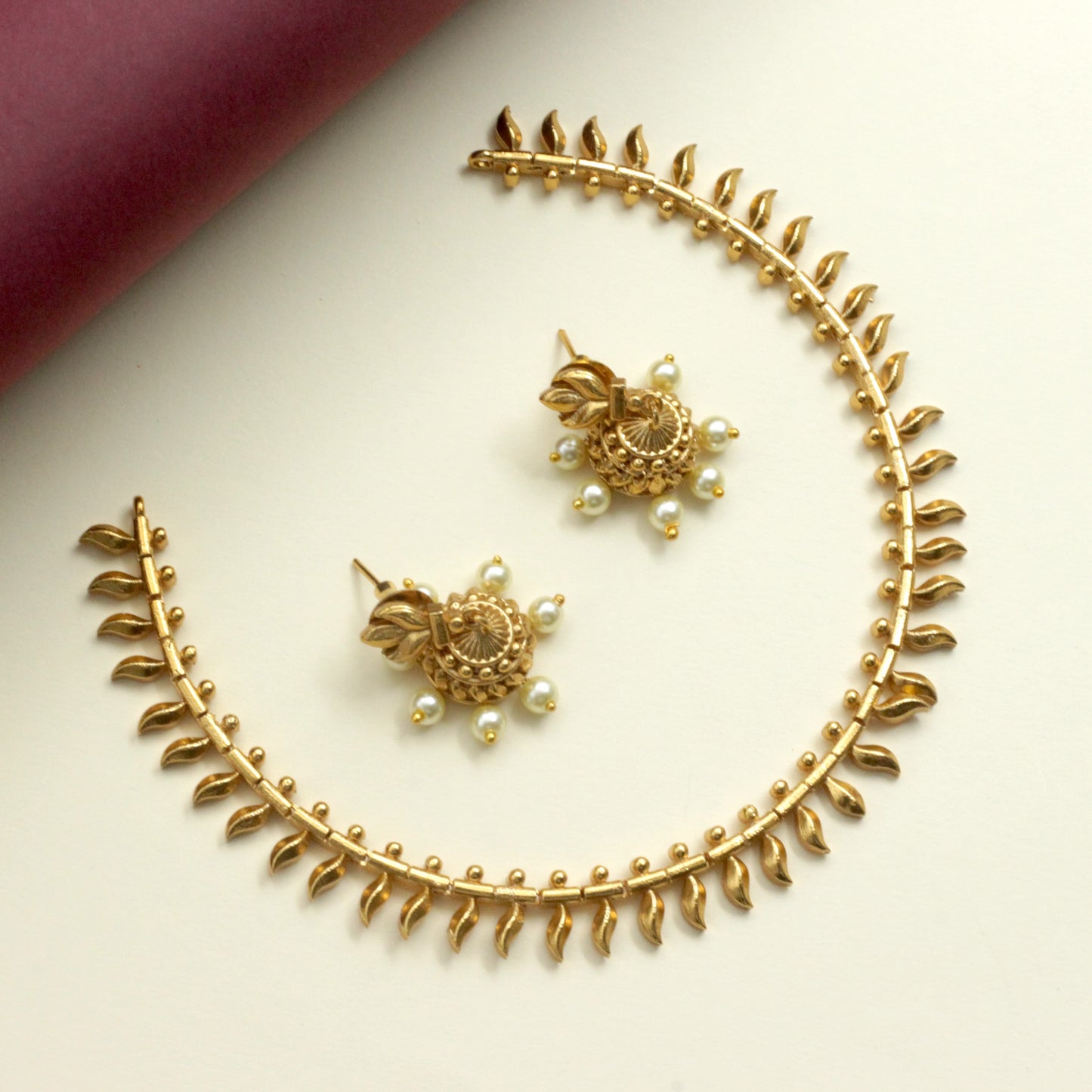 Budget Friendly Gold Look Flames Necklace Set