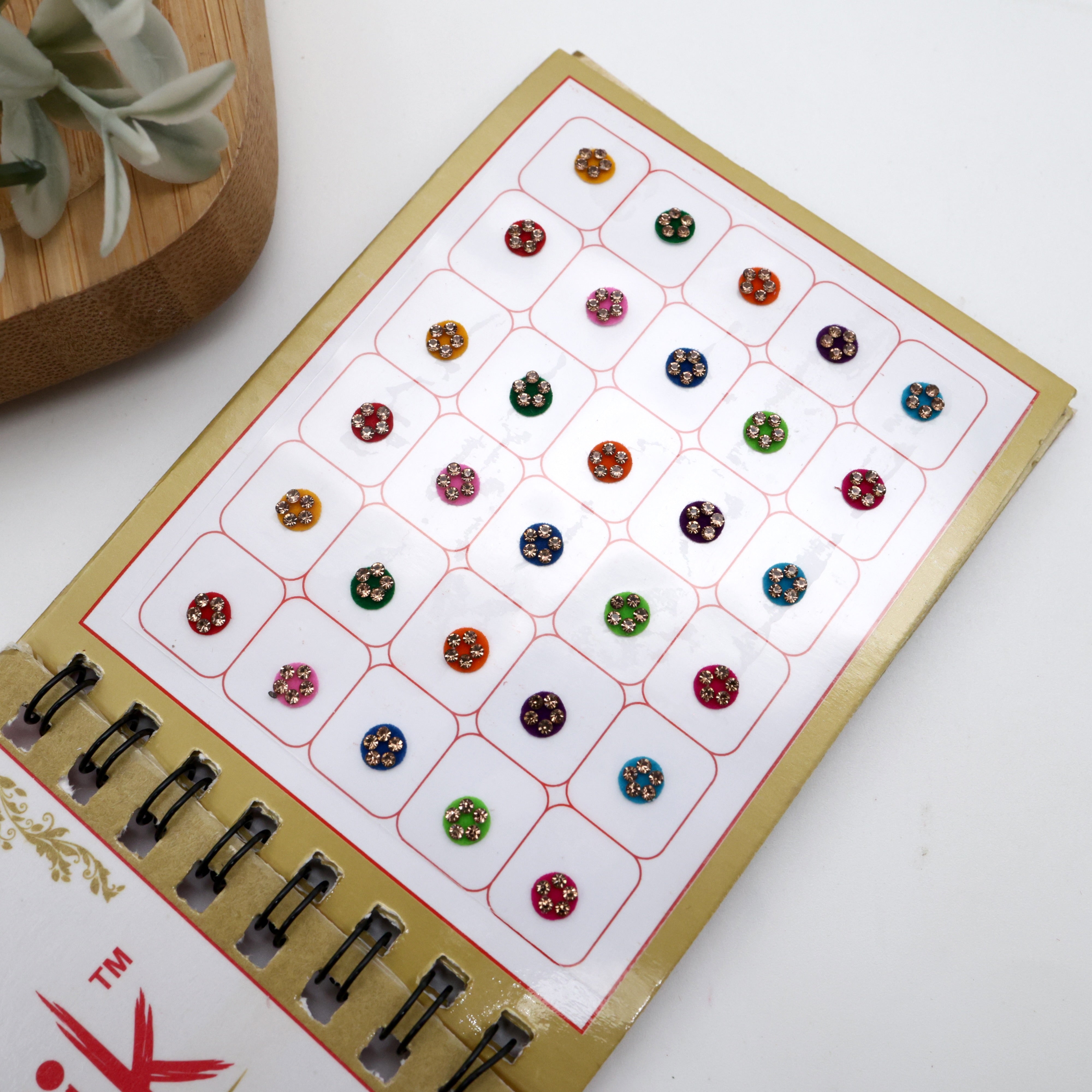 Full Stone Border Multicolour Fancy Round Sticker Bindis - Size 5