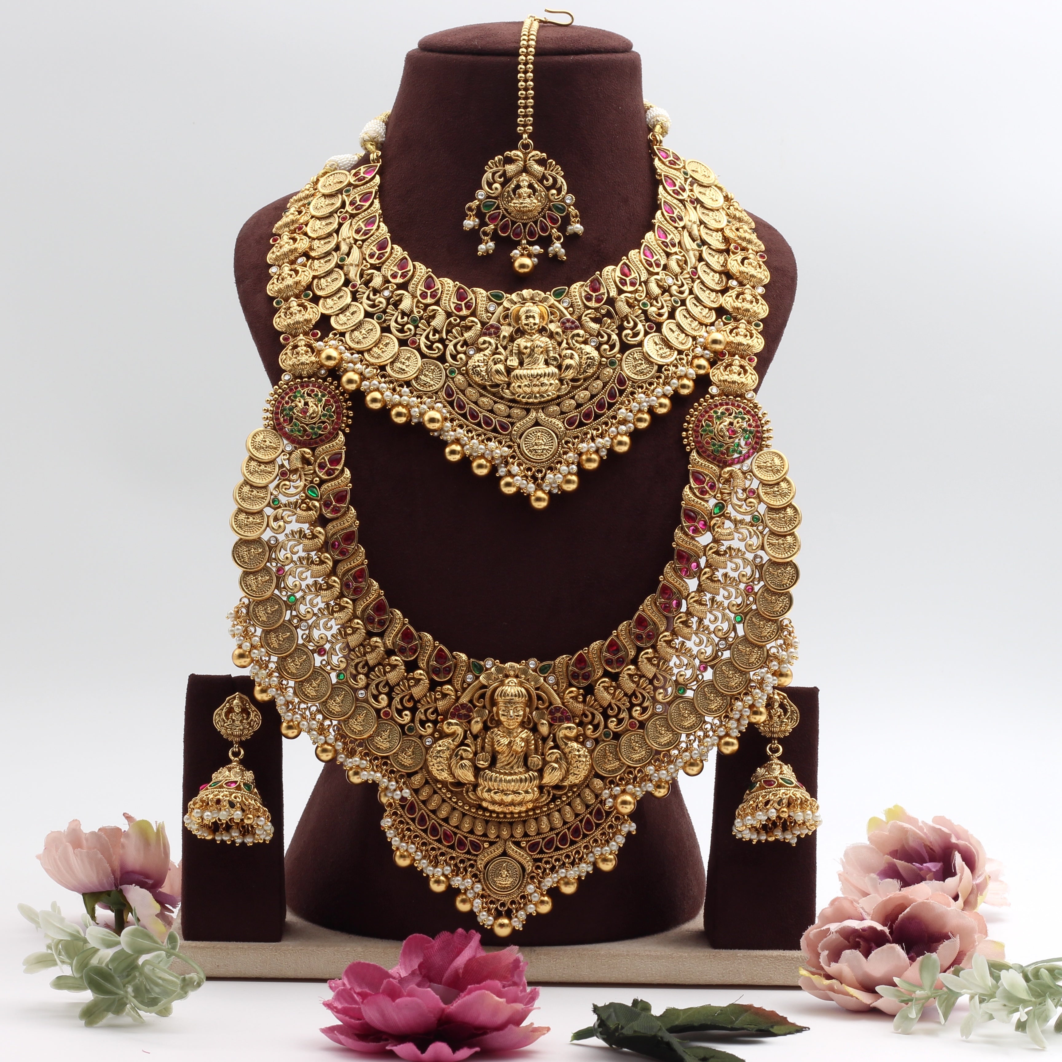 Heavy Nagas Lakshmi Coin Premium Kemp Semi Bridal Combo