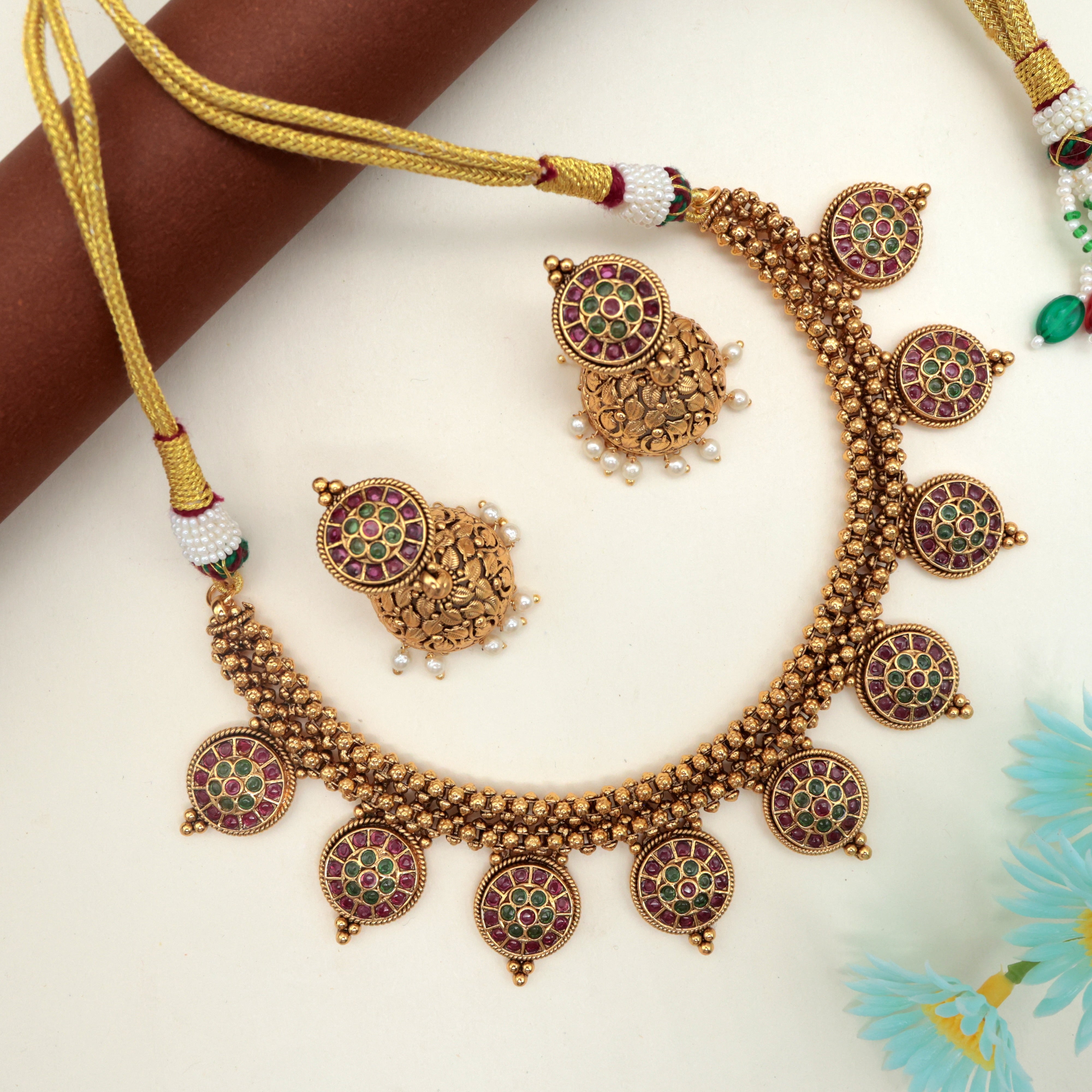 Antique Thushi Model Kemp Coins Bridal Necklace Set