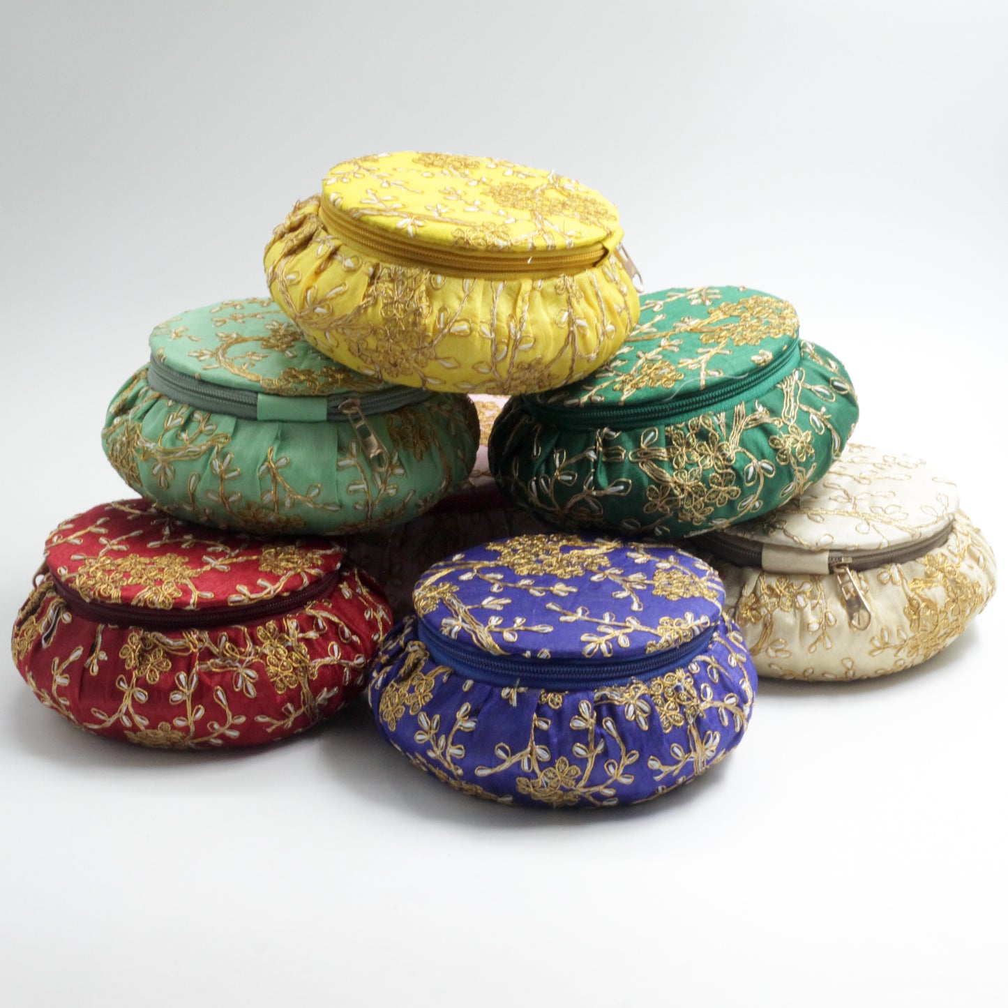Embroidered Silk Jumbo Matki Bangle Jewellery Box - The Perfect Return Gift For All Ages - Assorted Colours