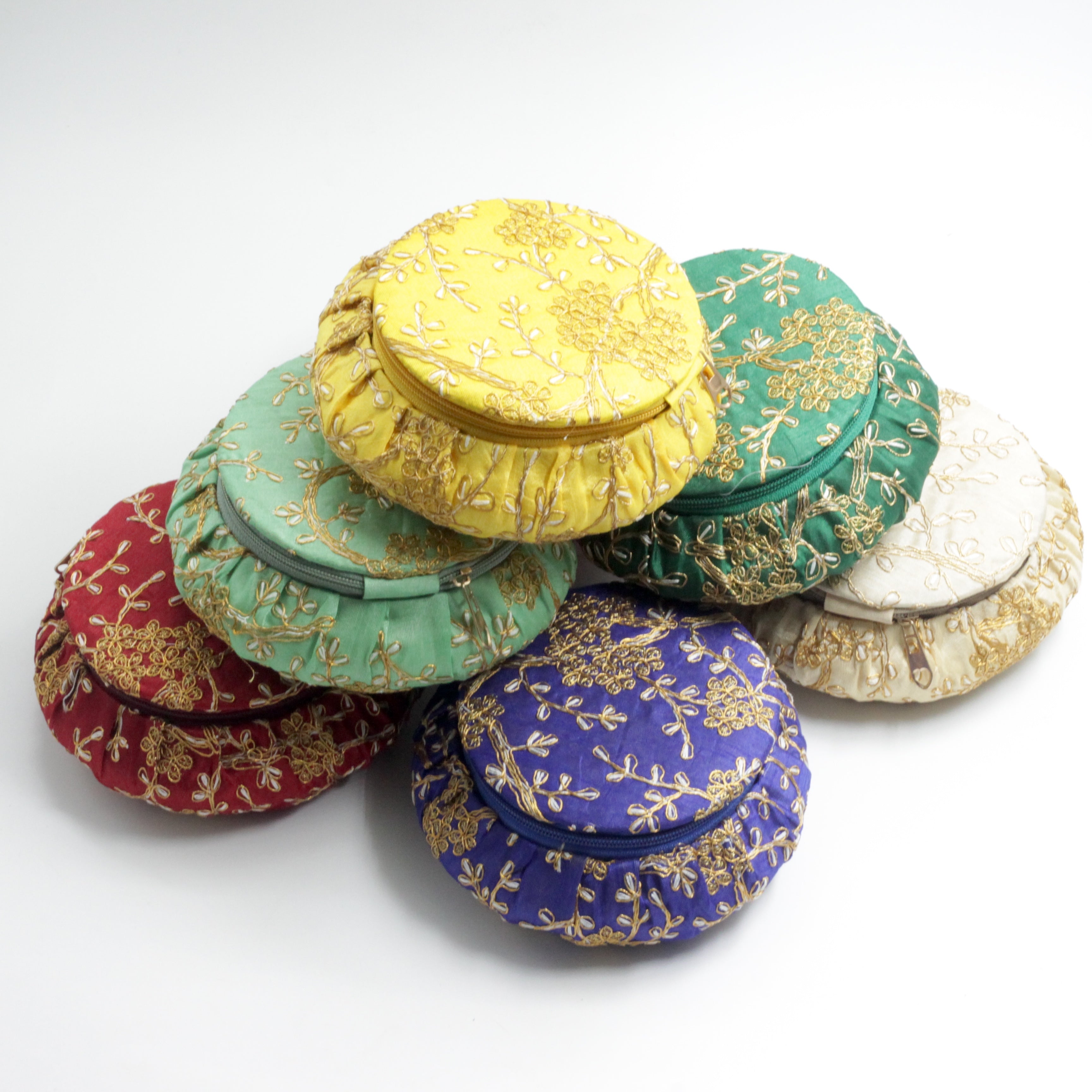 Embroidered Silk Jumbo Matki Bangle Jewellery Box - The Perfect Return Gift For All Ages - Assorted Colours