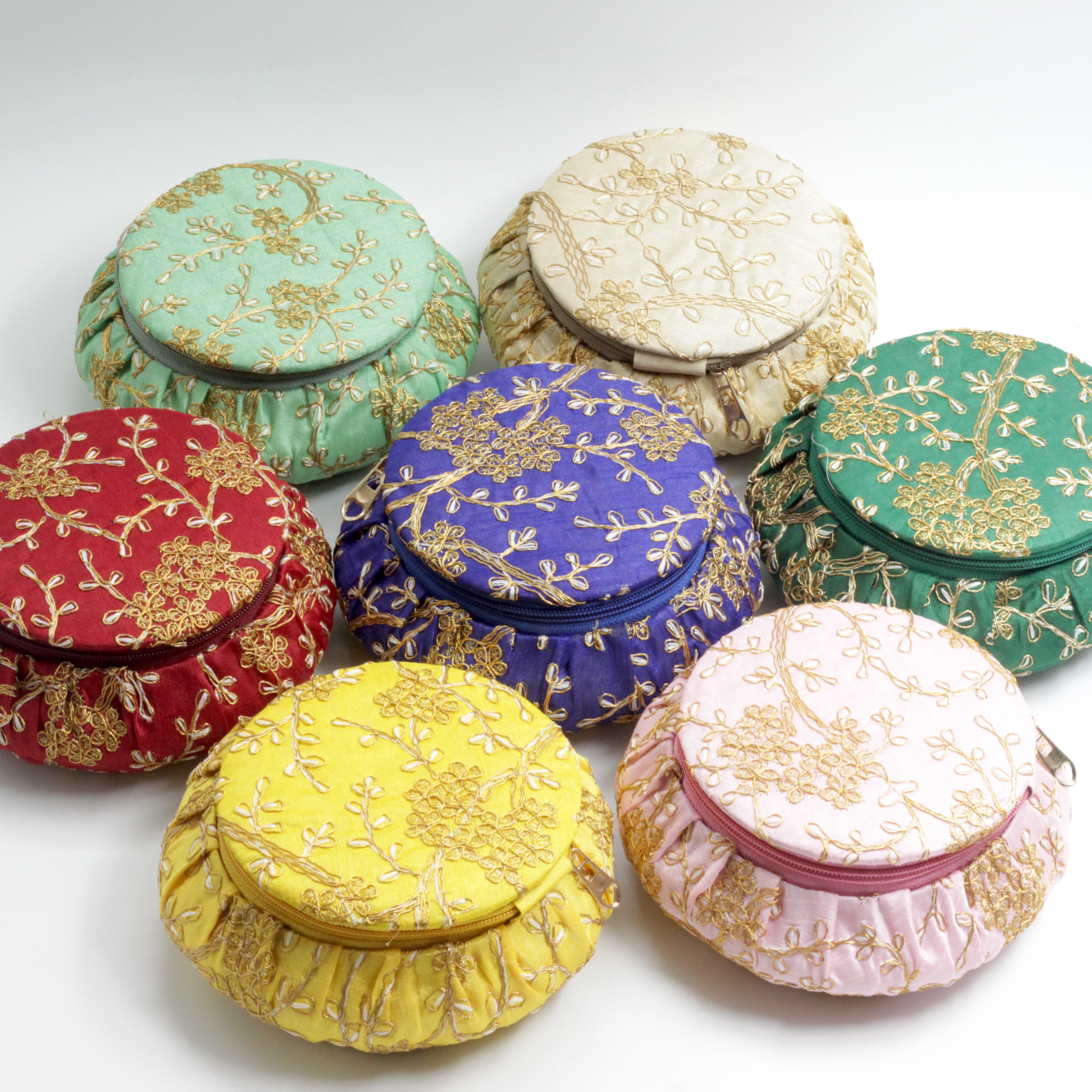 Embroidered Silk Jumbo Matki Bangle Jewellery Box - The Perfect Return Gift For All Ages - Assorted Colours