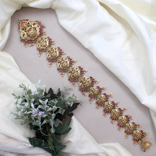 Antique Gold Premium Kemp Lakshmi Bridal Choti - 16.5 inches