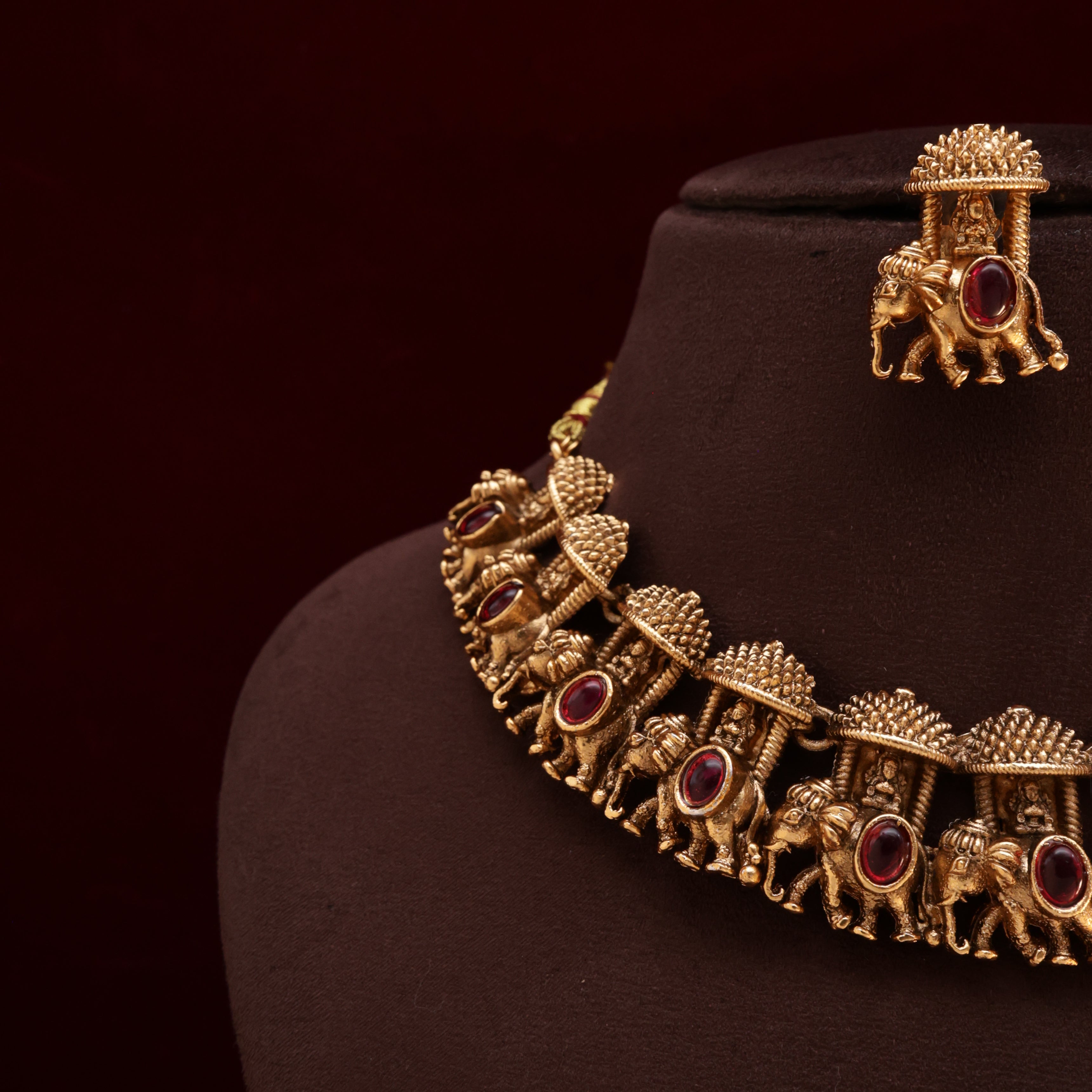 Antique Kemp Lakshmi Ambari Bridal Necklace Set