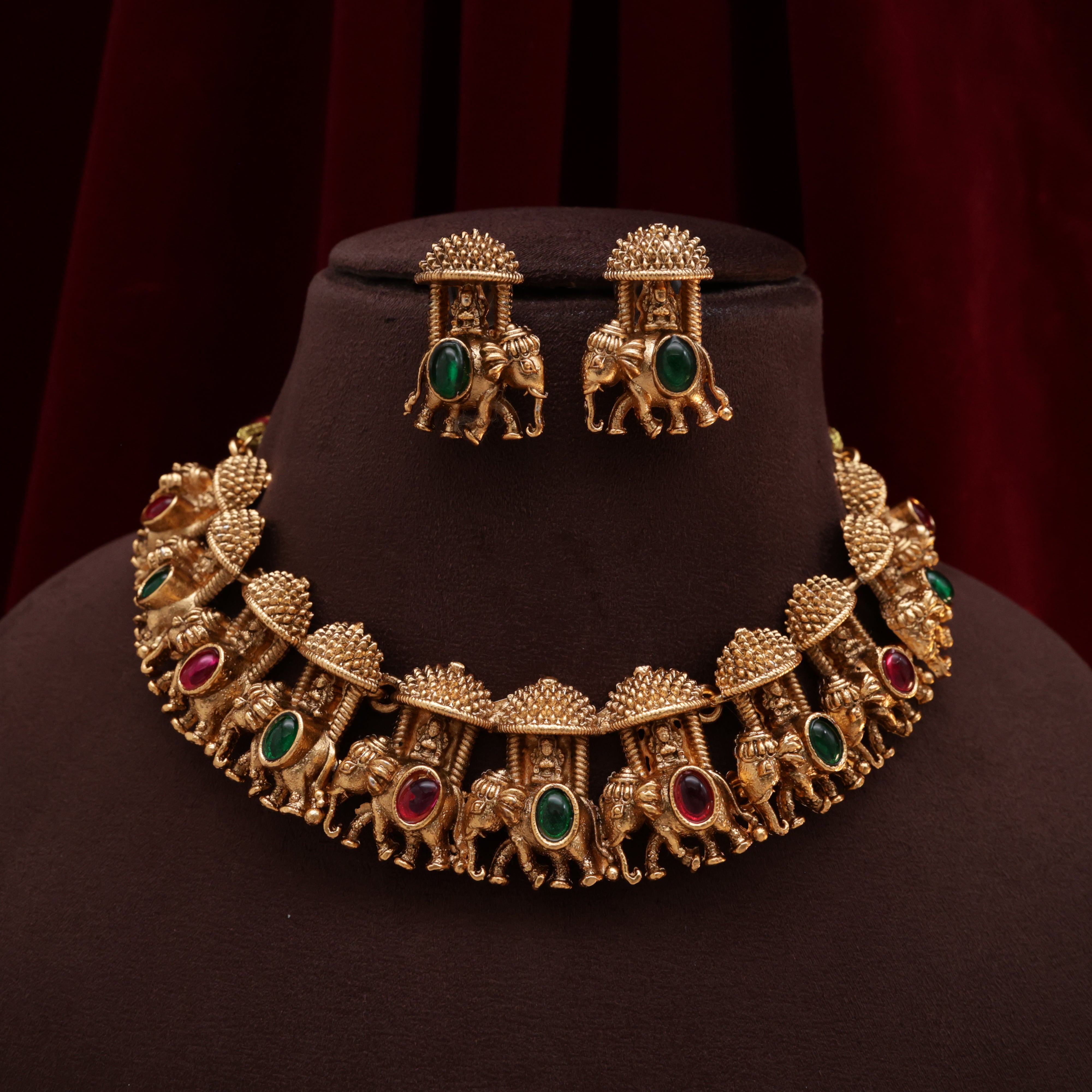 Antique Kemp Lakshmi Ambari Bridal Necklace Set