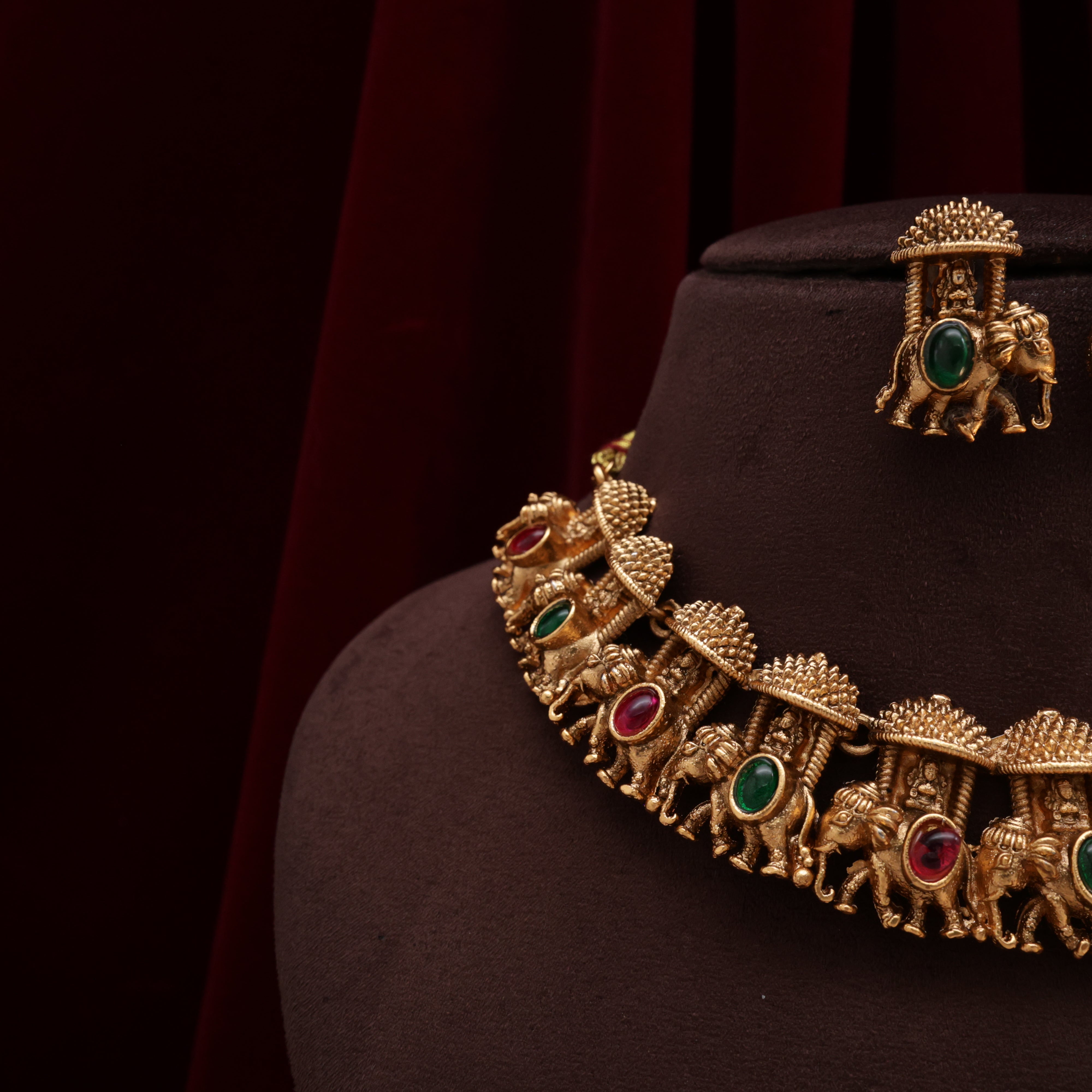 Antique Kemp Lakshmi Ambari Bridal Necklace Set