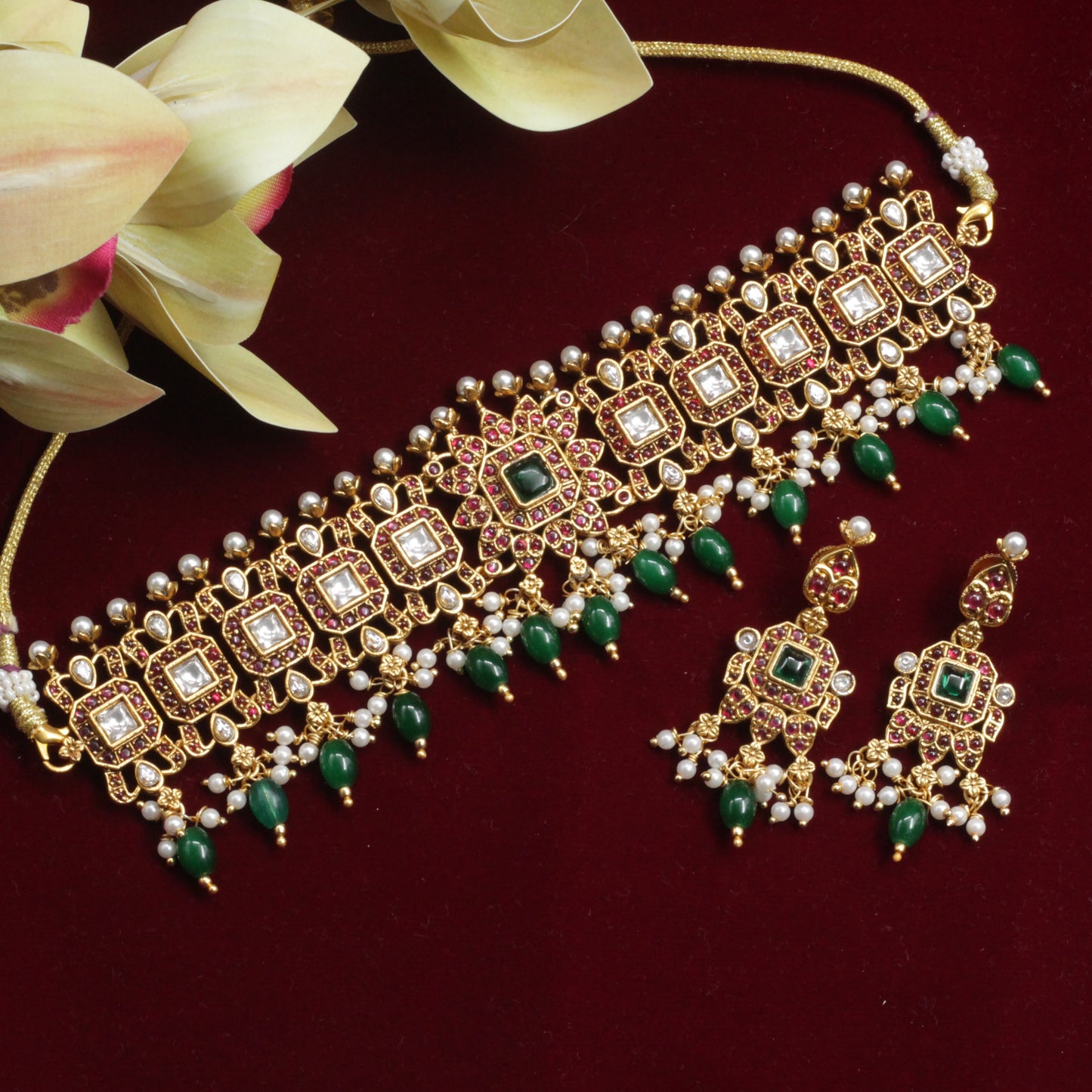 Premium Kundan Kemp No Figure No Idol Bridal High Neck Choker