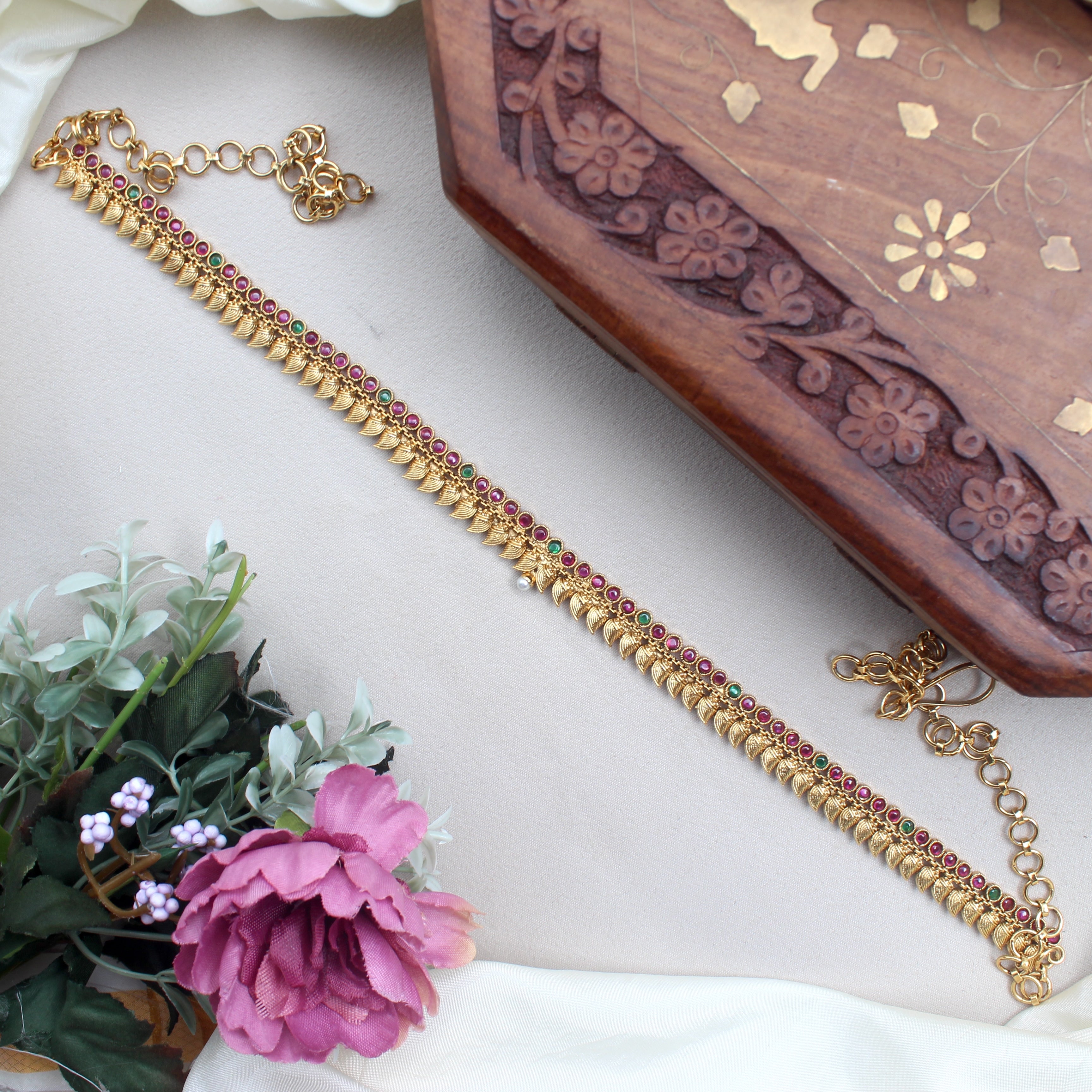 Antique Gold Premium kemp Mango Bridal Hip Chain/Oddiyanam