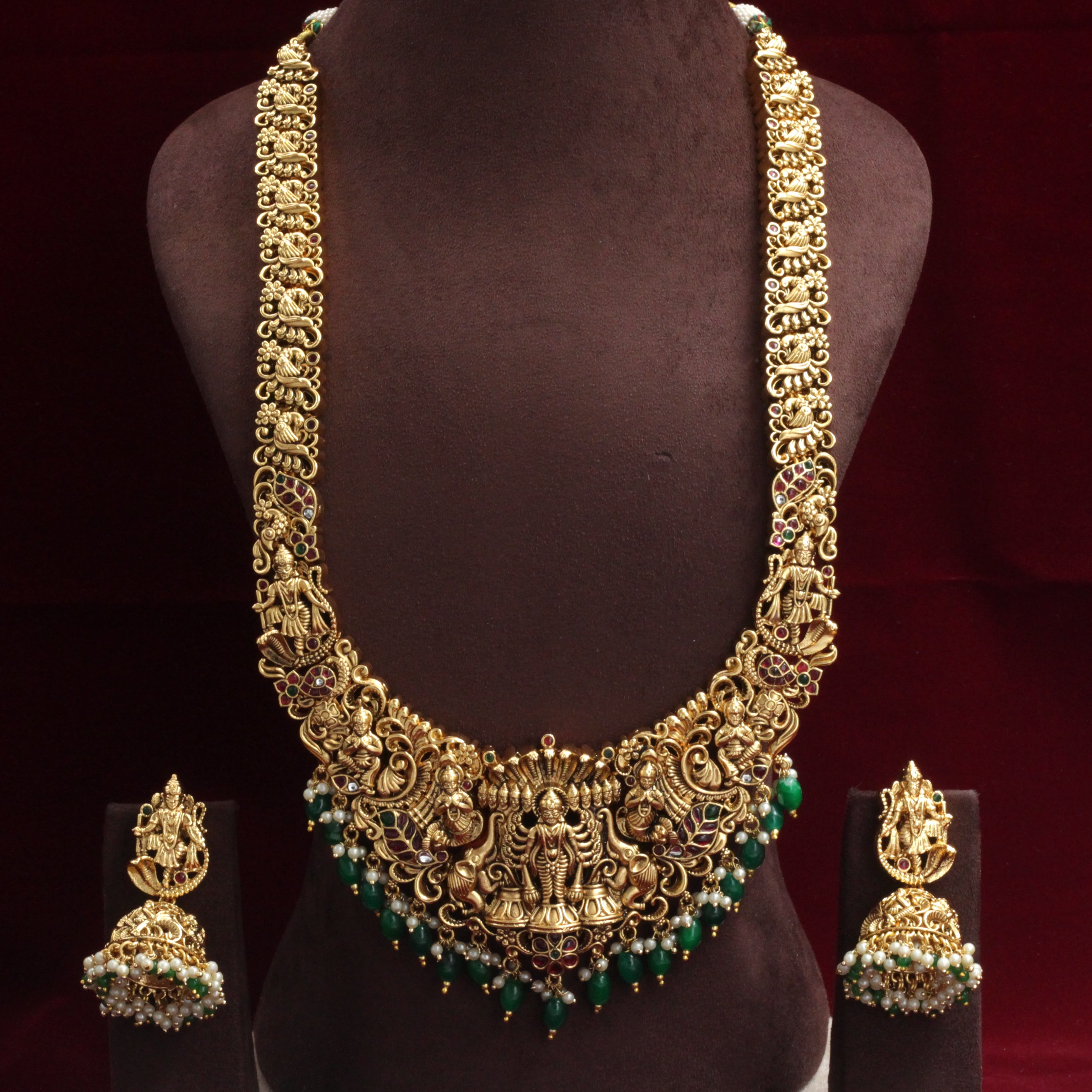 Gold Look Alike Antique Nagas Mahavishnu Vishwaroopam Bridal Haaram