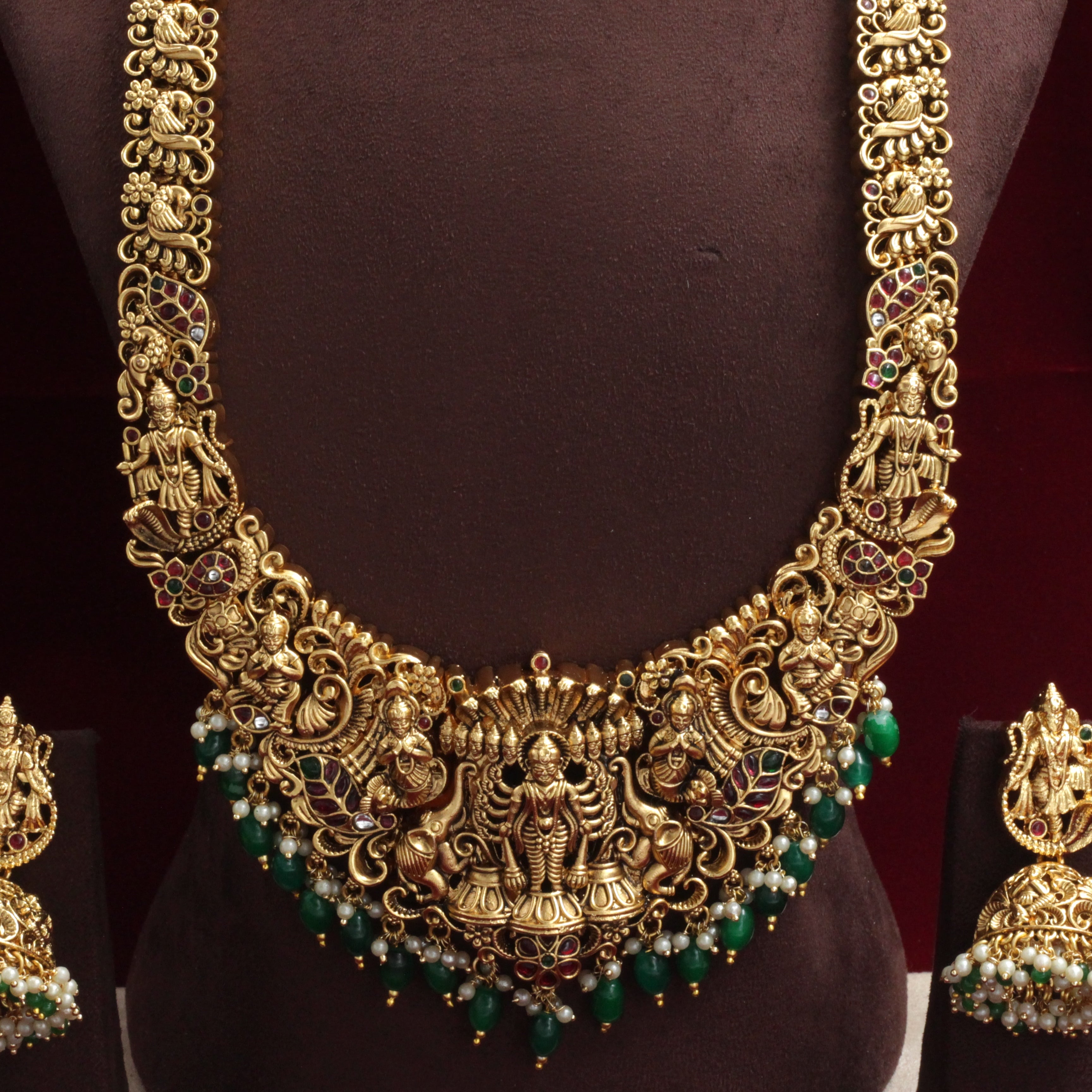 Gold Look Alike Antique Nagas Mahavishnu Vishwaroopam Bridal Haaram