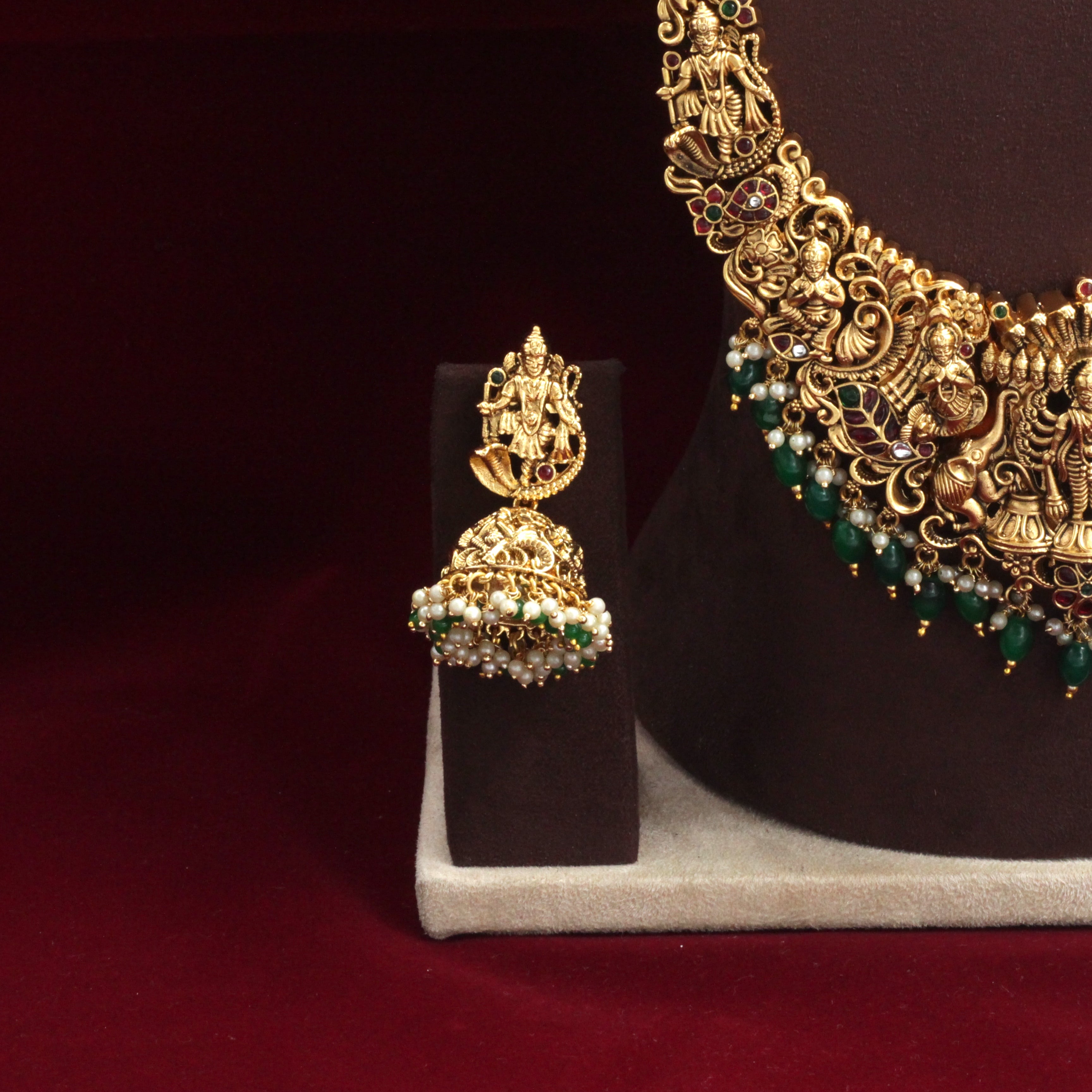 Gold Look Alike Antique Nagas Mahavishnu Vishwaroopam Bridal Haaram