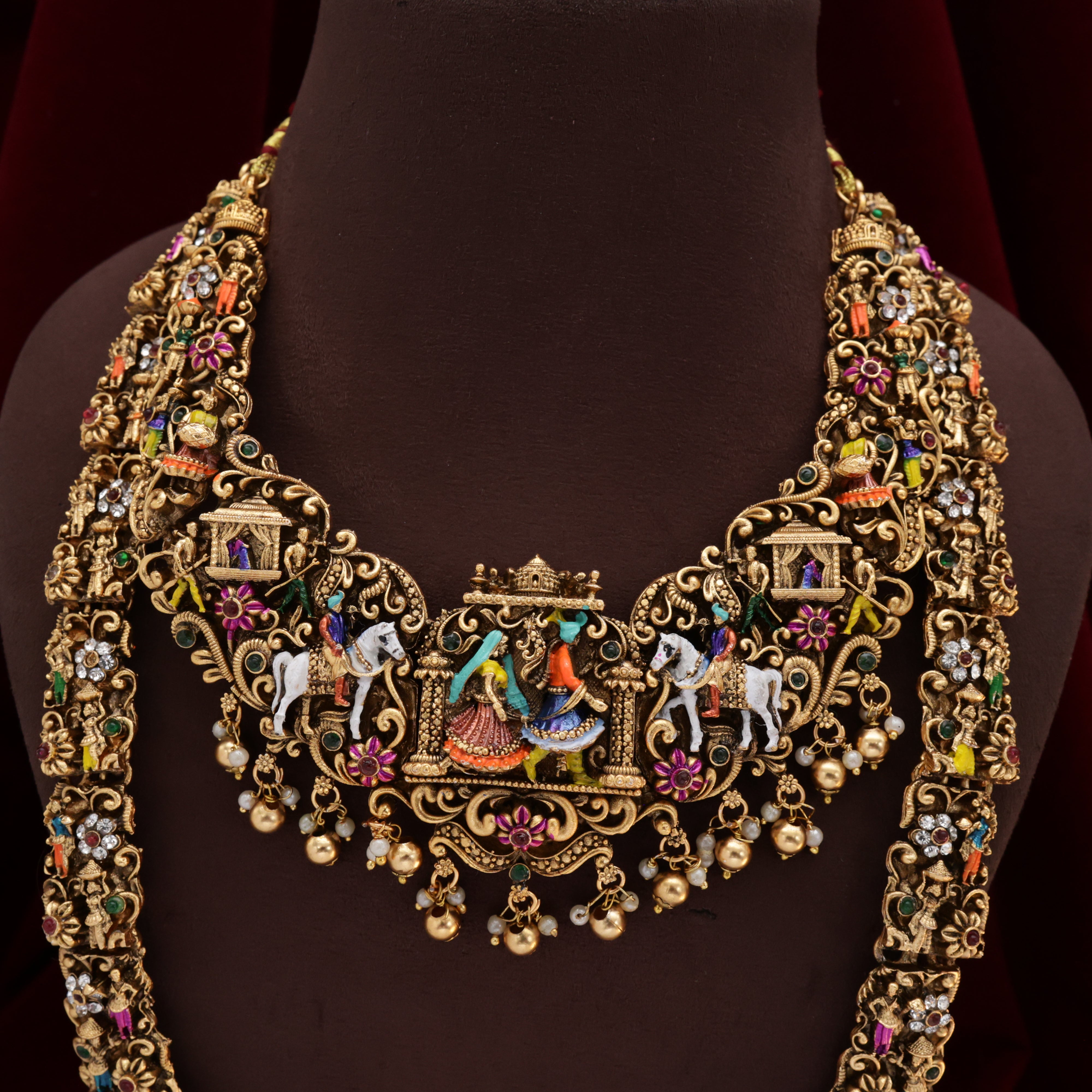 Antique Nagas Meena Work Royal Wedding Barat Bridal Combo Set