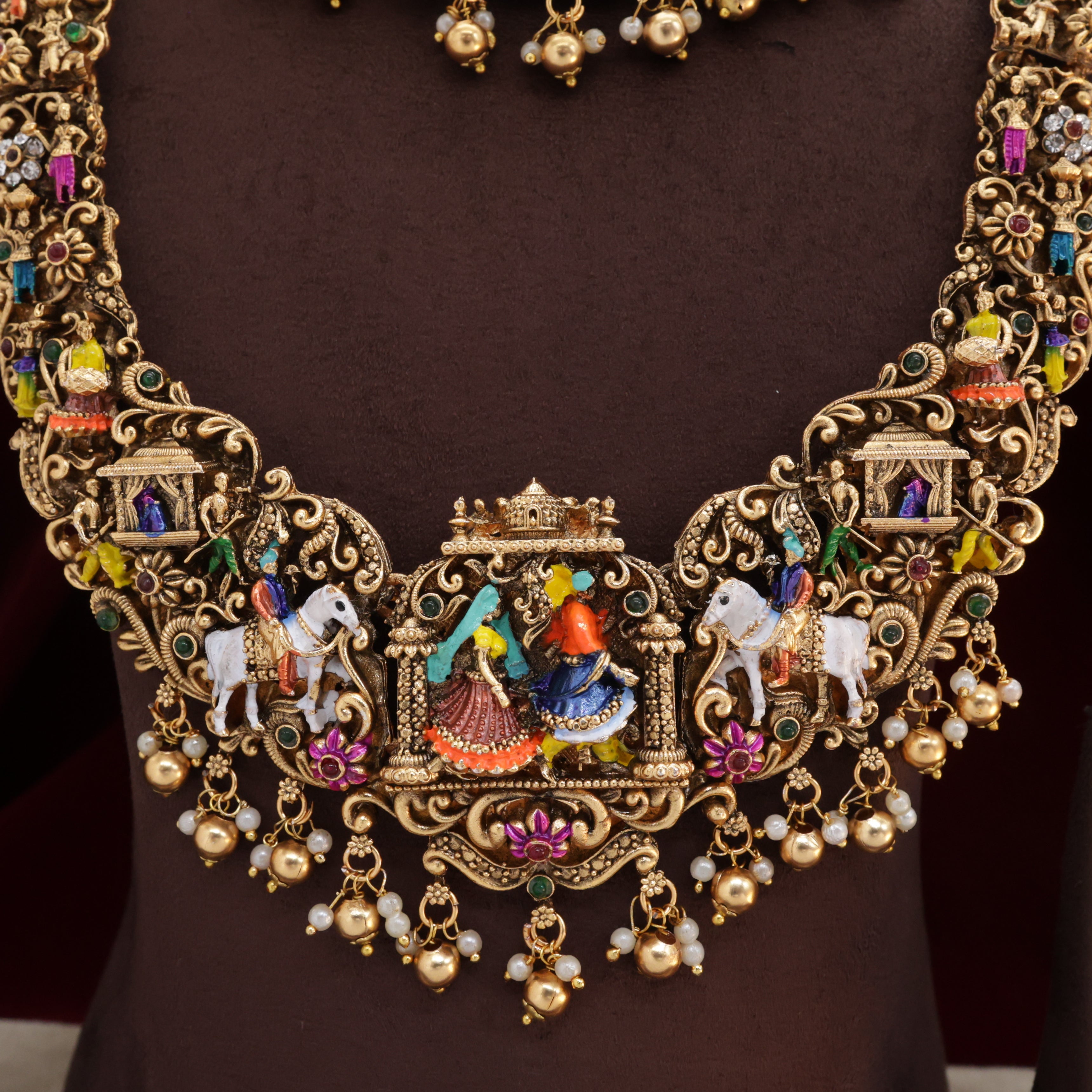 Antique Nagas Meena Work Royal Wedding Barat Bridal Combo Set
