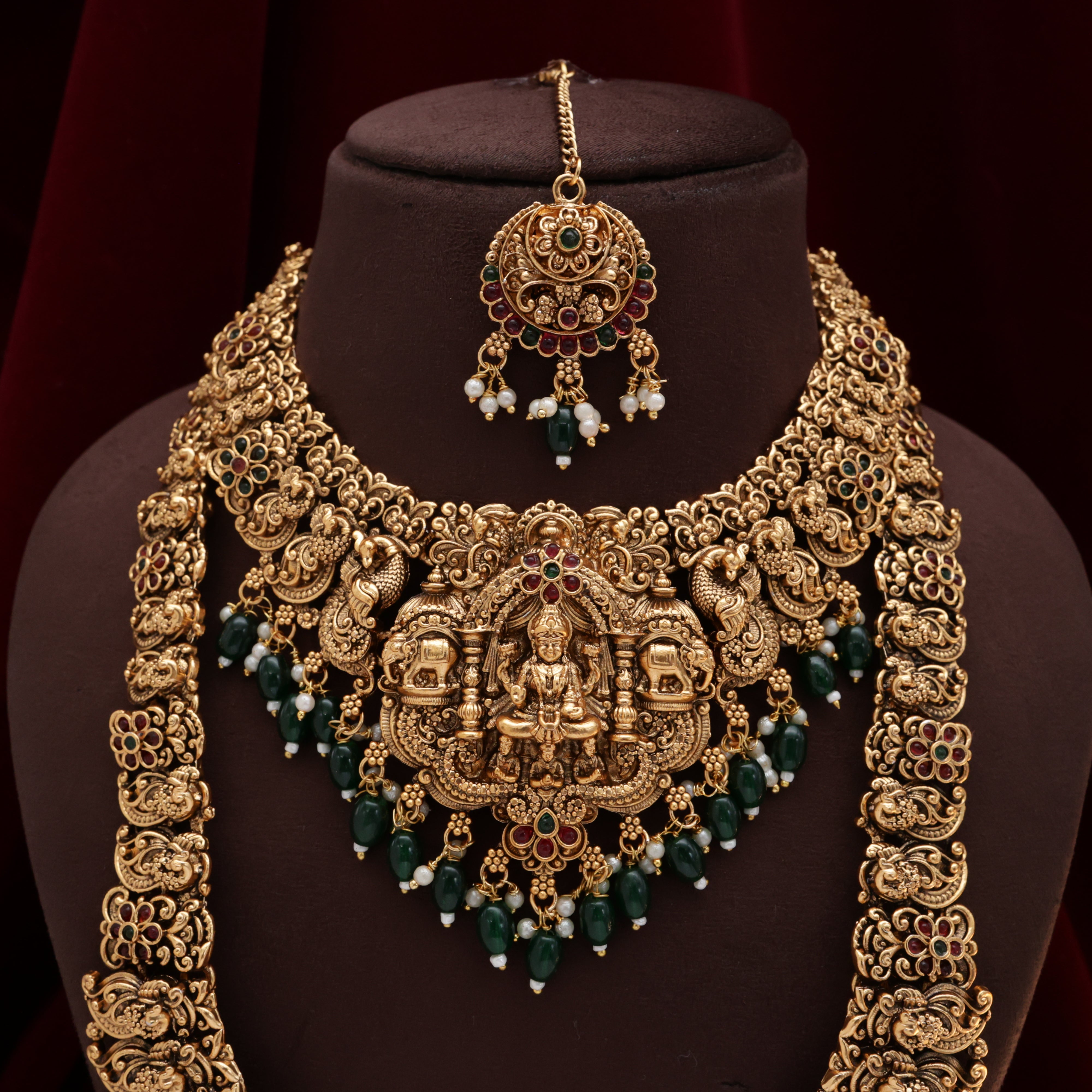 Antique Nagas Budget Friendly Mahalakshmi Ambari Heavy Bridal Combo Set
