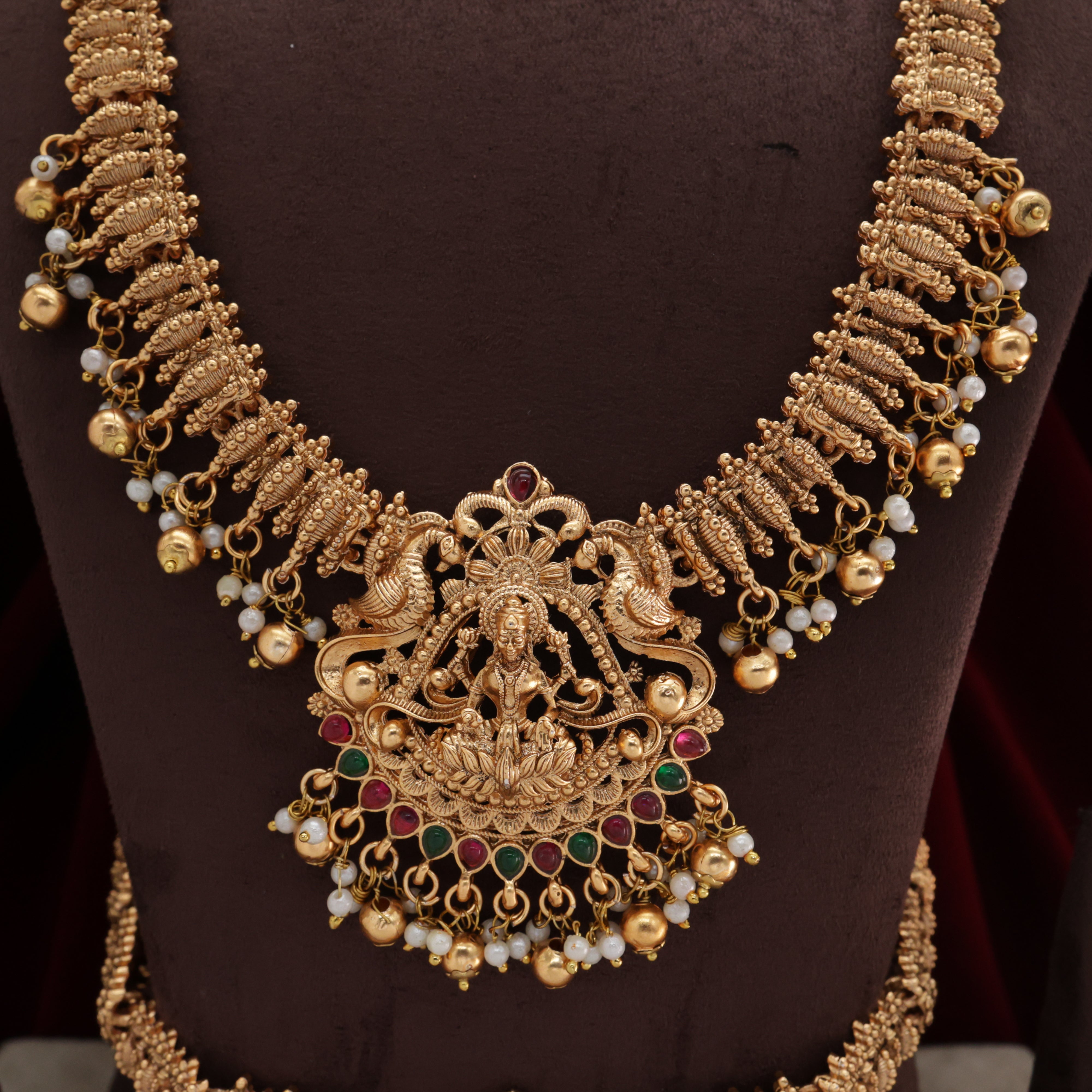 Budget Friendly Antique Lakshmi Devi Kemp Bridal Combo Set