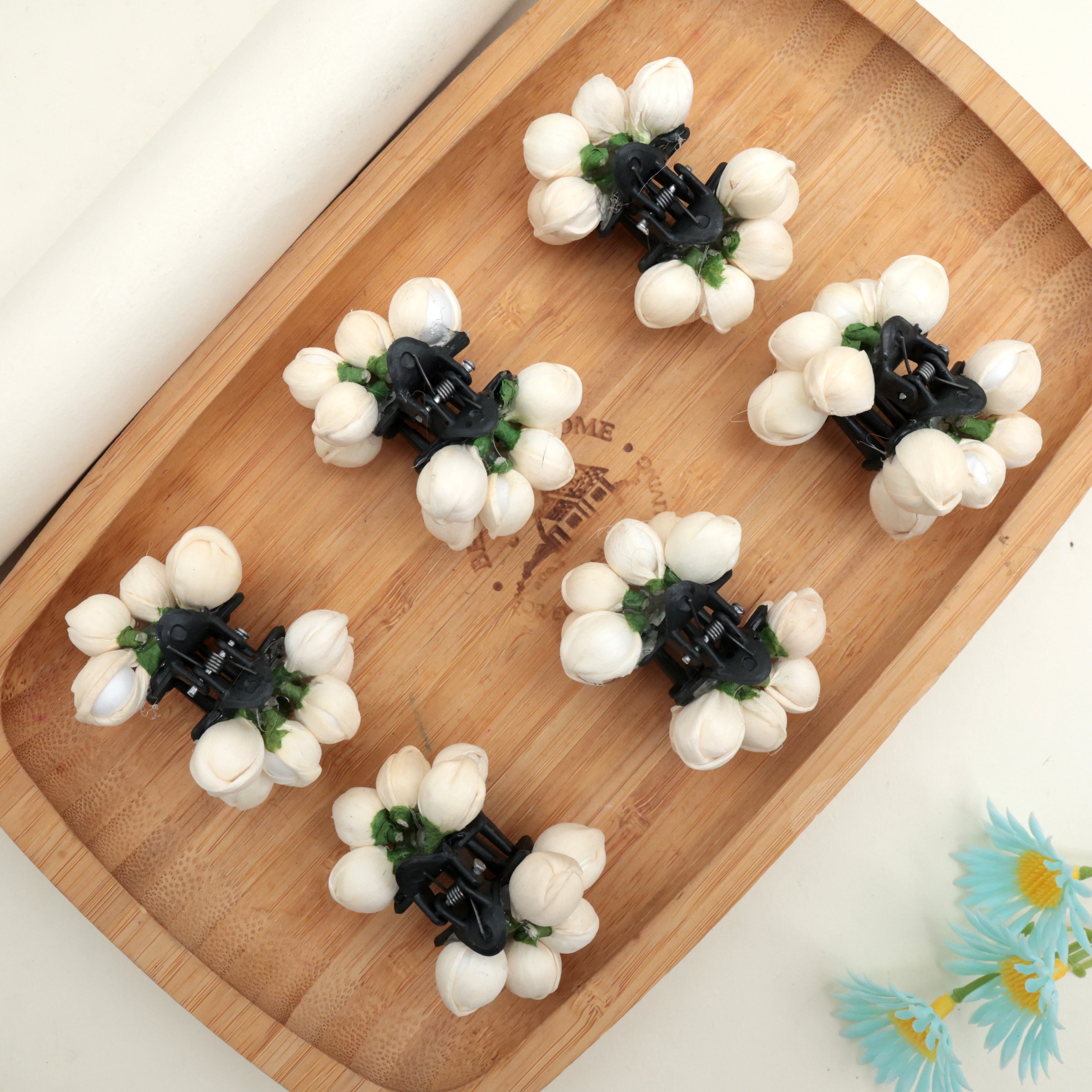 Cute Little Jasmine Claw Clips - Mini Jasmine Catch Clips Pack of 6