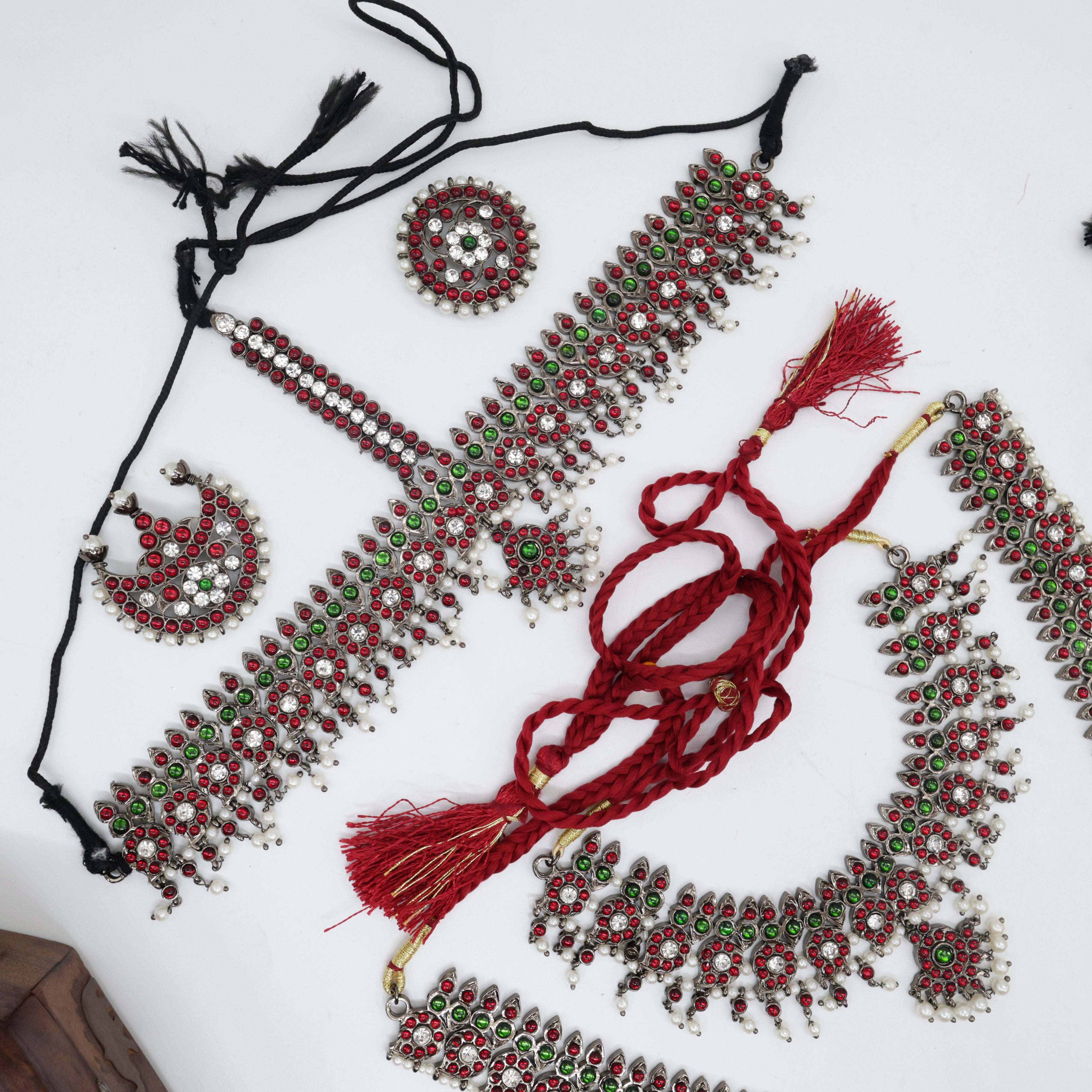 Budget Friendly Antique Black Polish Full Traditional Kemp Bharatanatyam/Bridal Set