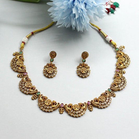 Antique AD Chaand Rettapakshi Necklace Set