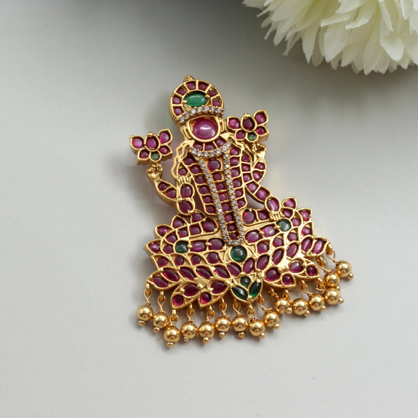 Detachable Premium Kemp Kundan Goddess Lakshmi Divine Pendant
