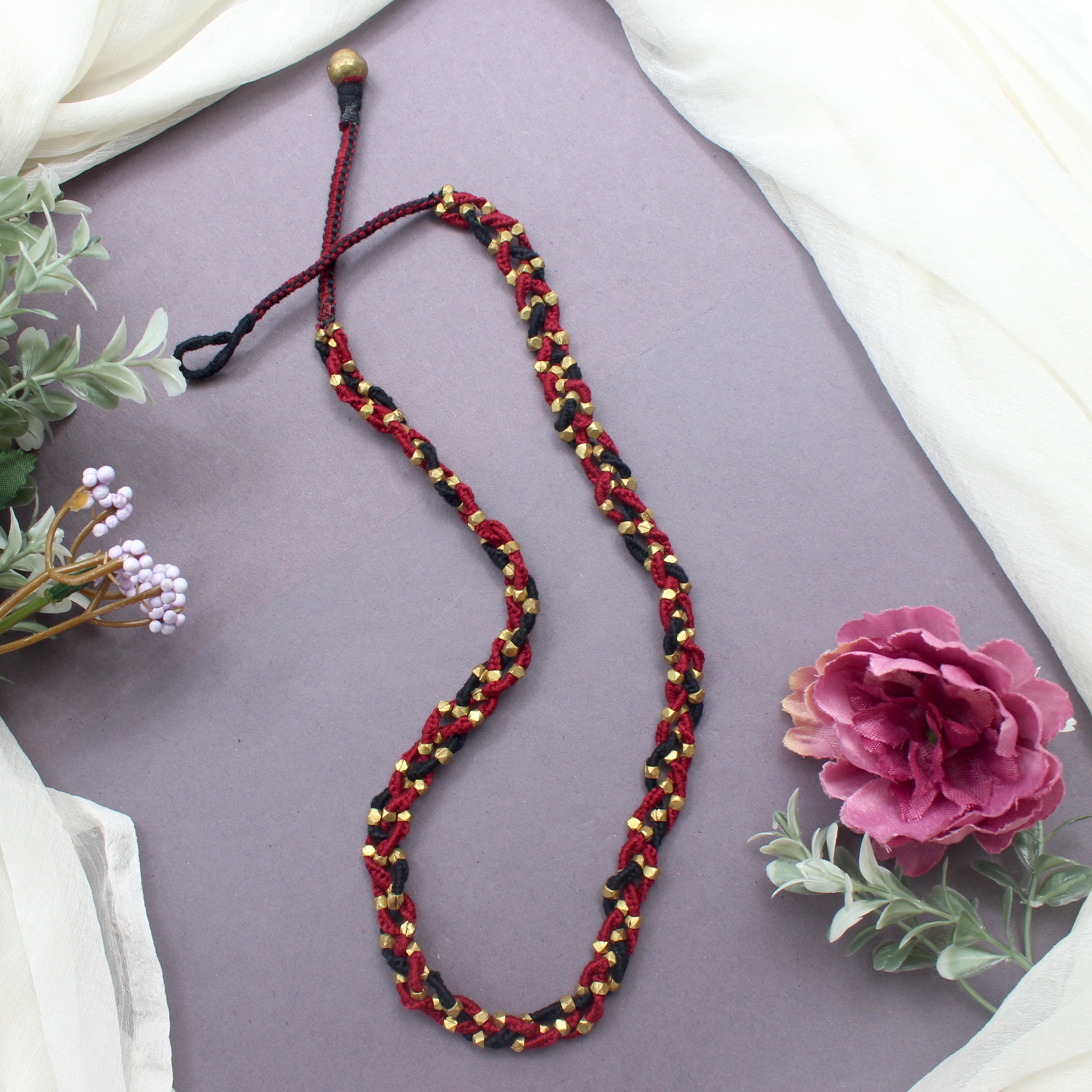 Handcrafted red black multilayered beads necklace Collection by Pretanshah