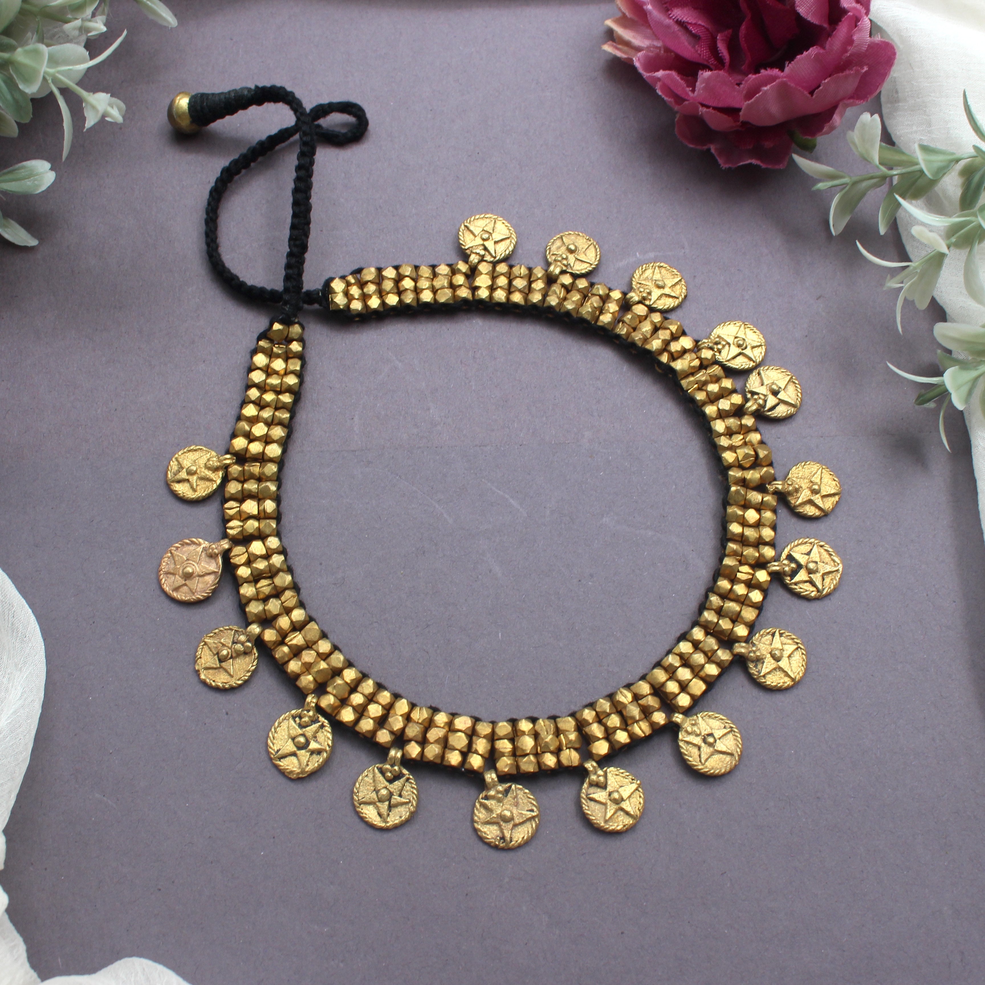 Handmade Star Coins Tribal Dhokra Necklace