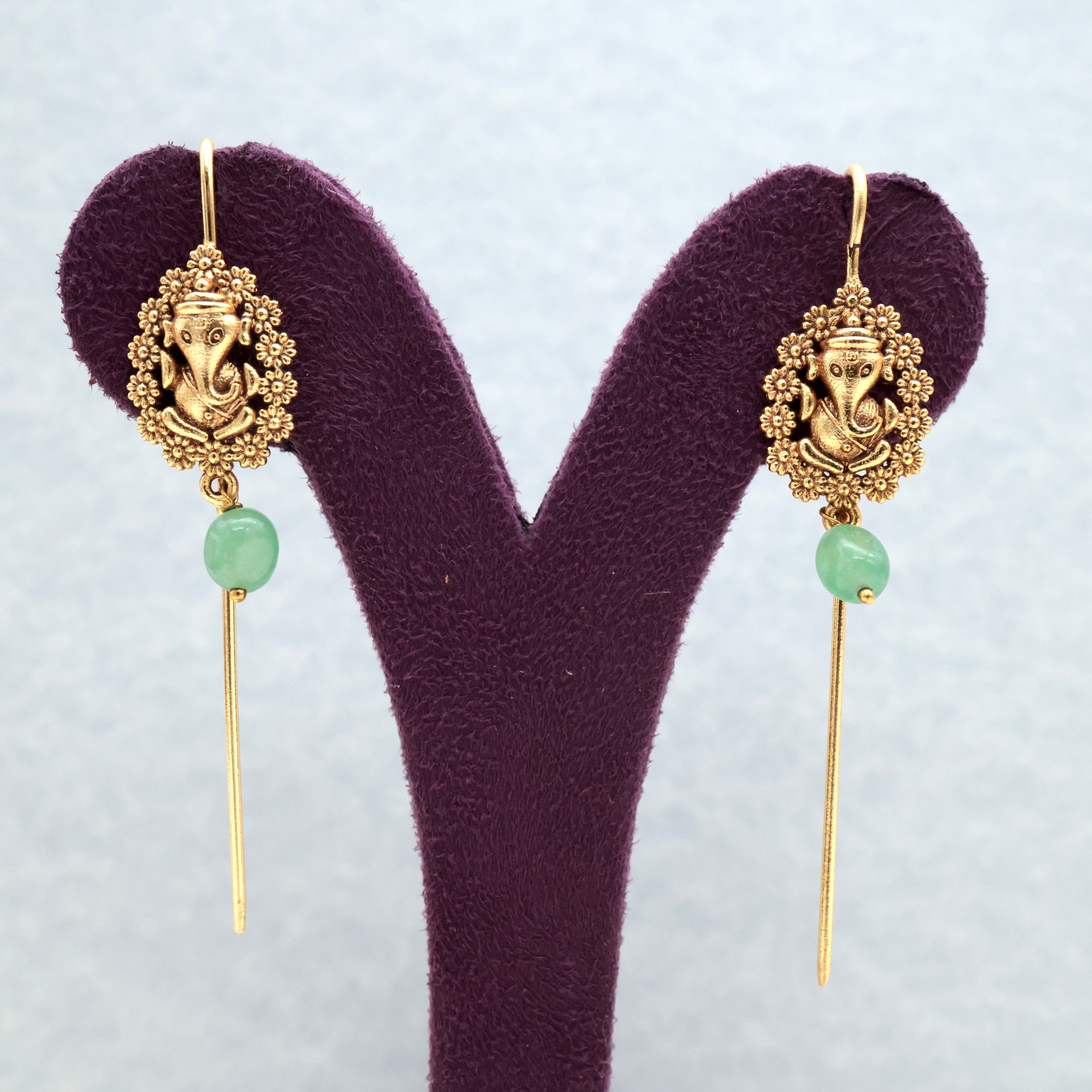 Premium Antique Gold Lakshmi Needle Earcuff Earrings
